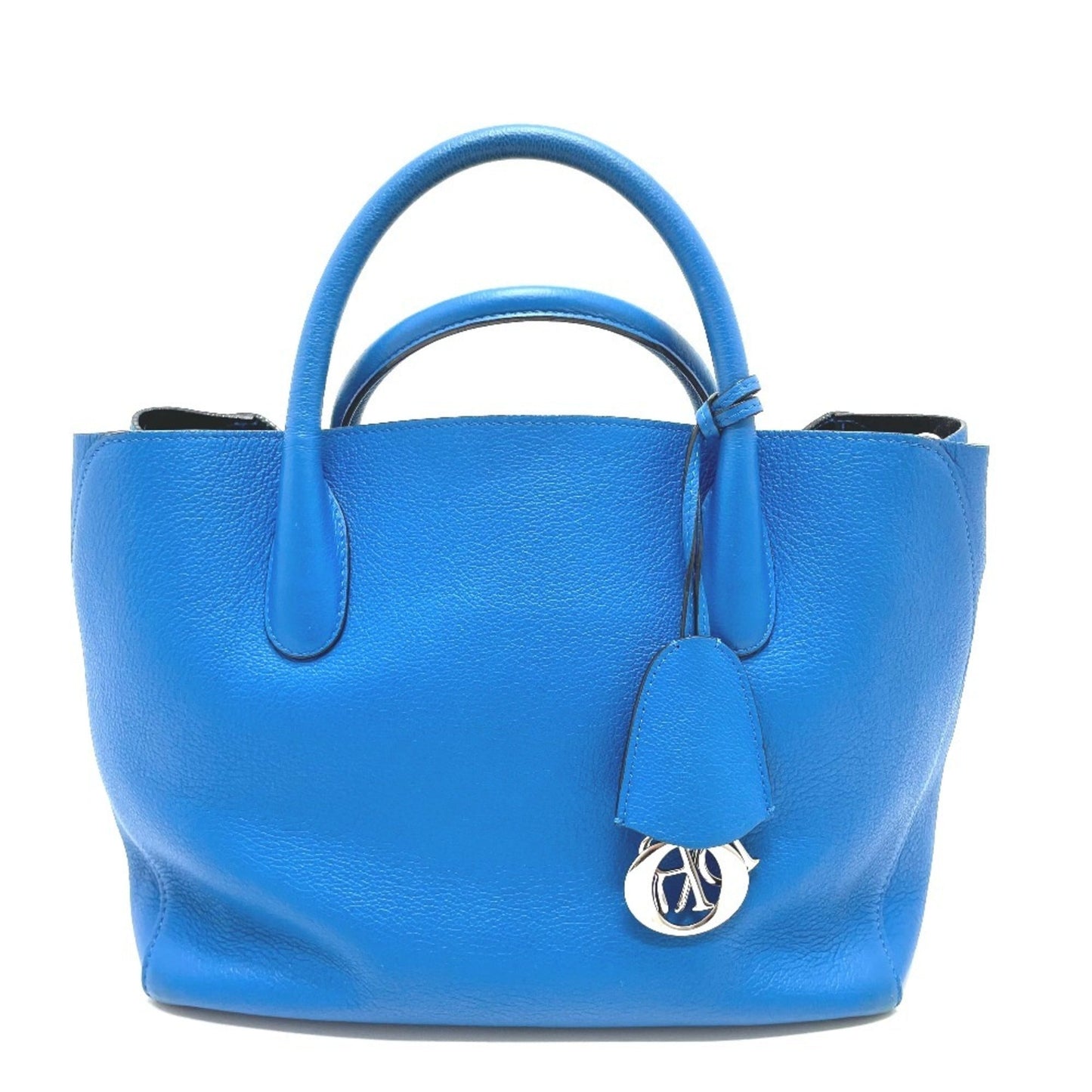 Dior Handbag Christian Shoulder Bag Tote Bag Leather Blue