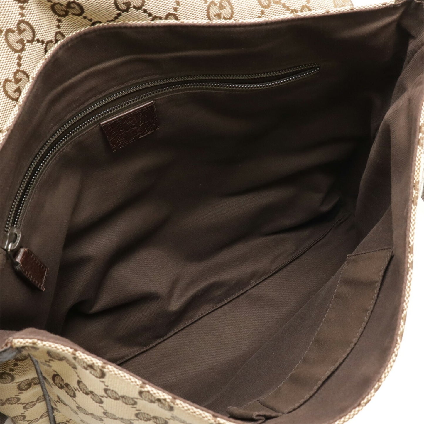 Gucci Gg Canvas Beige Dark Brown Khaki Gg Canvas Leather Shoulder Bag