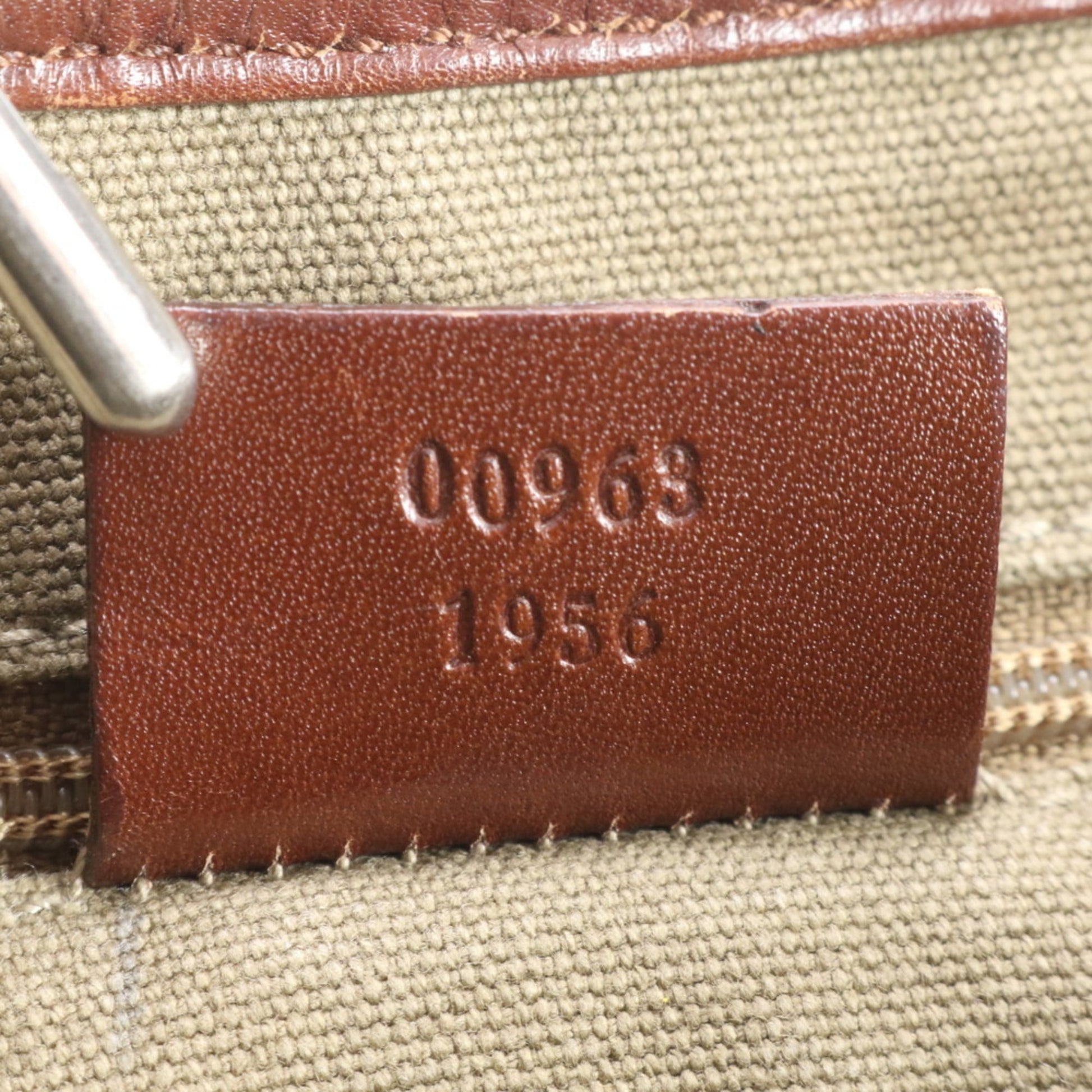 Gucci Brown Leather Canvas Shoulder Bag