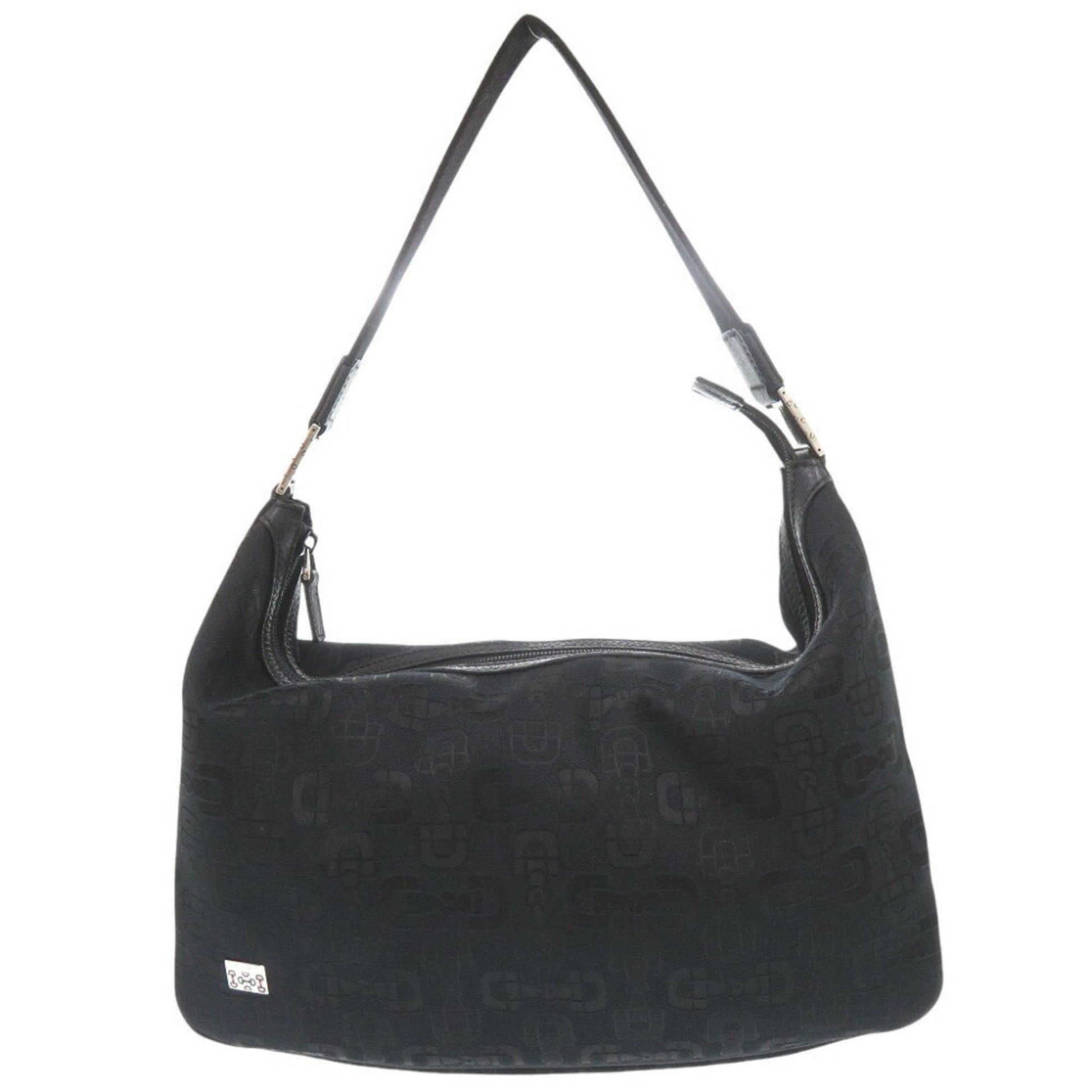 Gucci Horsebit Black Canvas Shoulder Bag