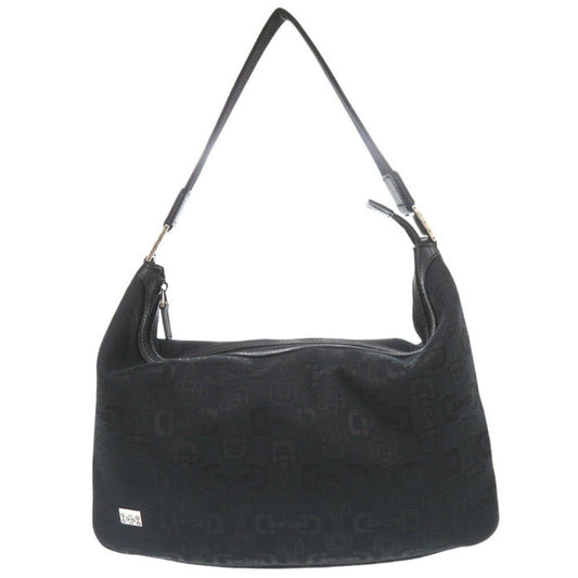 Gucci Horsebit Black Canvas Shoulder Bag