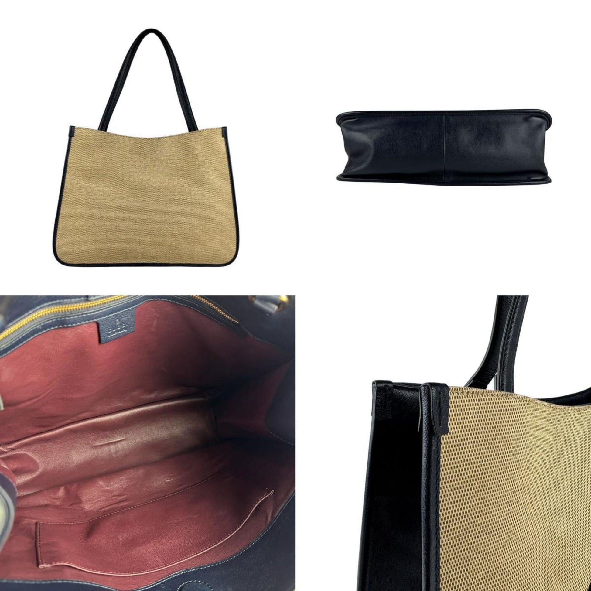 Gucci Navy Canvas Leather Shoulder Bag