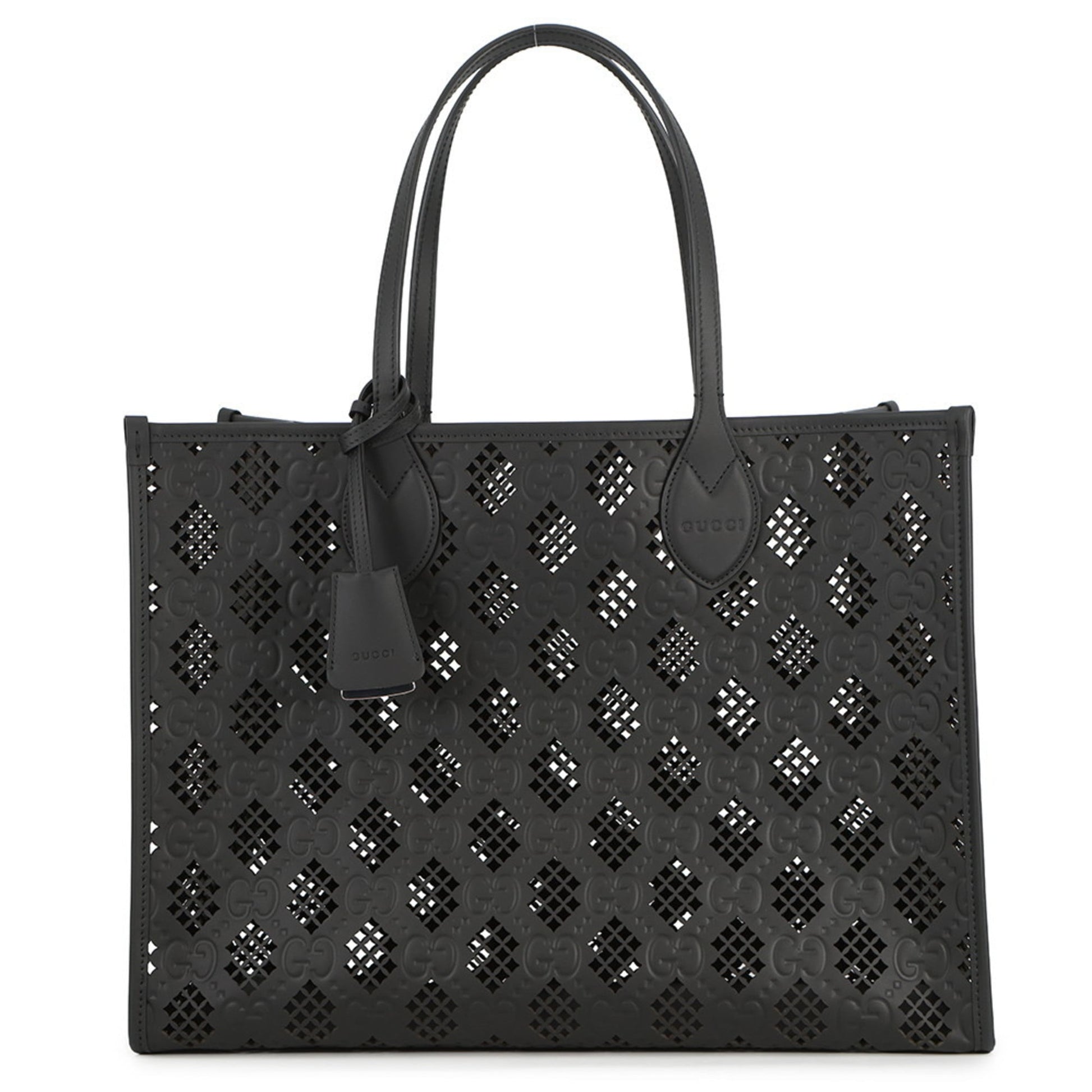 Gucci Black Gg Leather Tote Bag