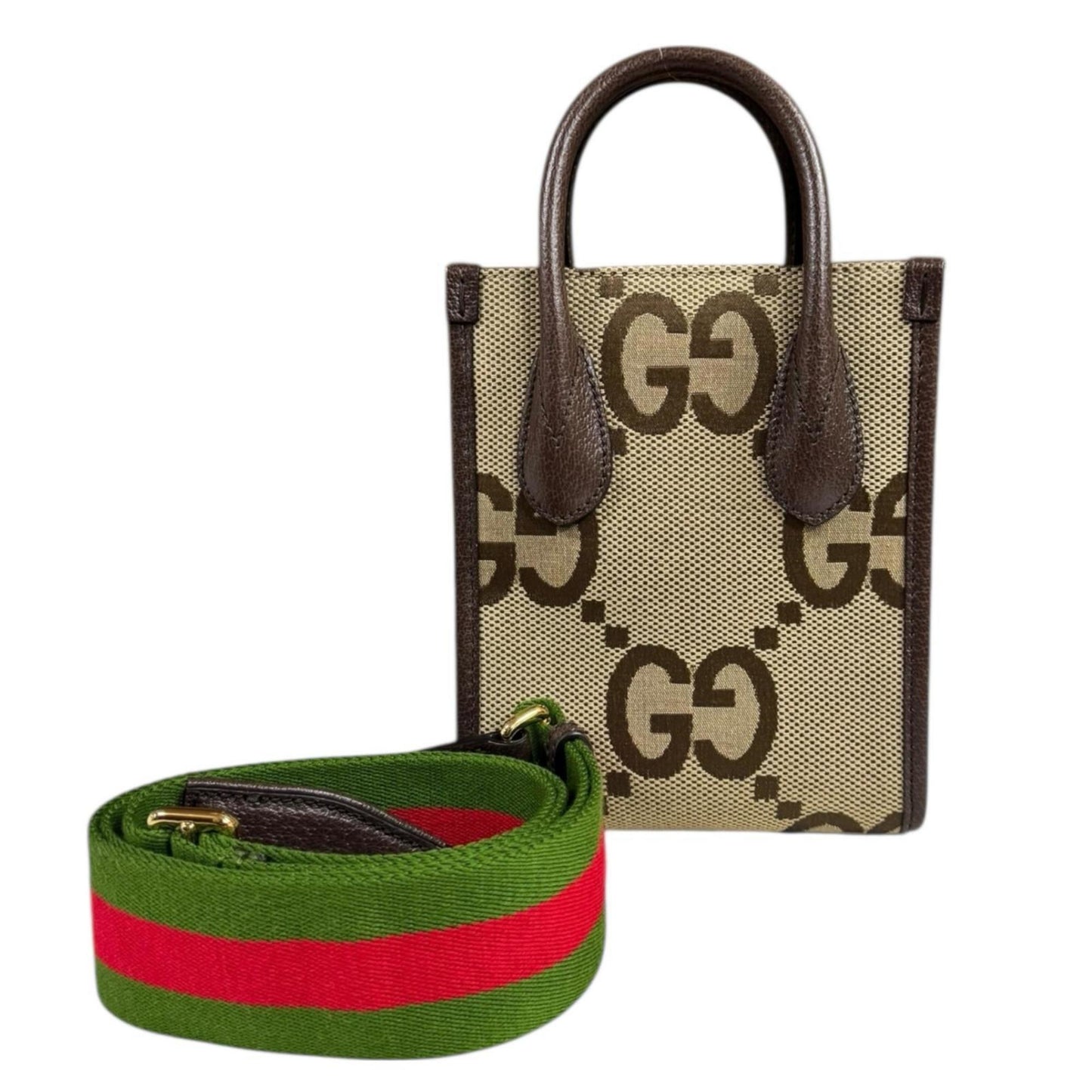 Gucci Beige Brown Gg Canvas Leather Shoulder Bag
