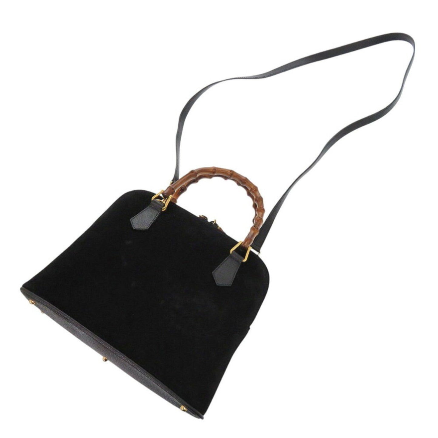 Gucci Black Bamboo Suede Handbag