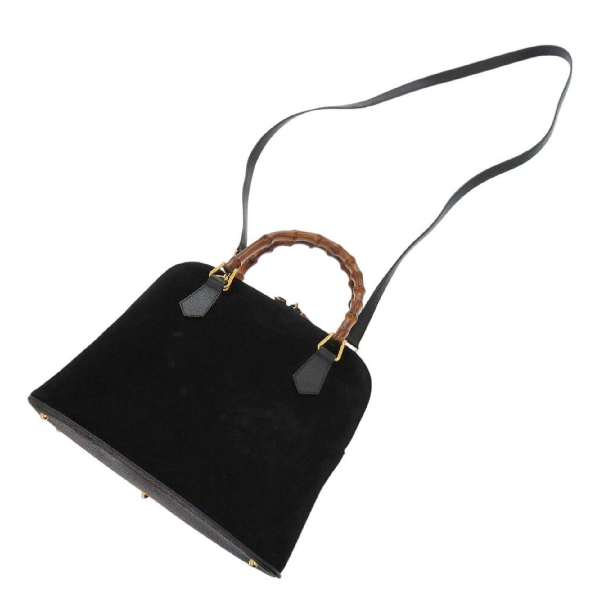 Gucci Black Bamboo Suede Handbag