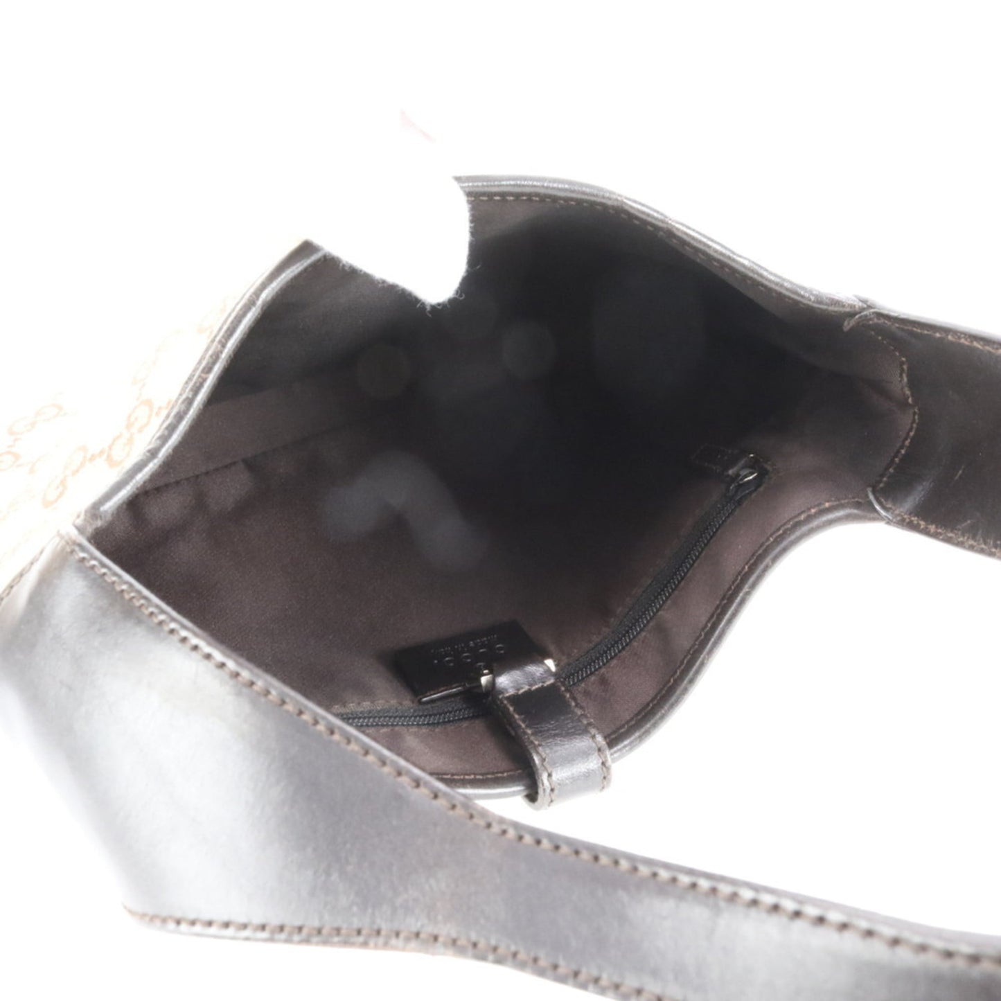 Gucci Brown Leather Canvas Shoulder Bag
