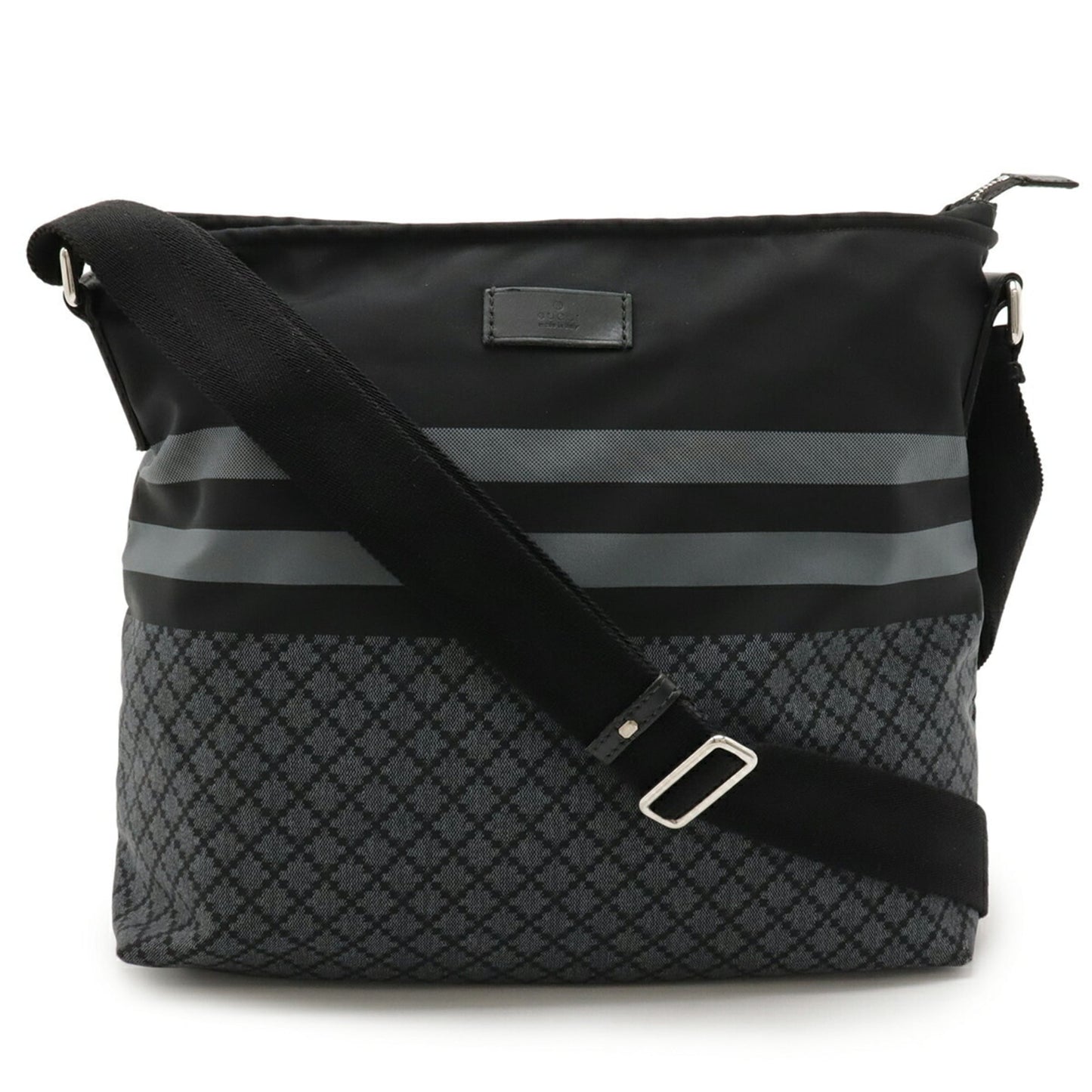 Gucci Black Gray Nylon Leather Shoulder Bag