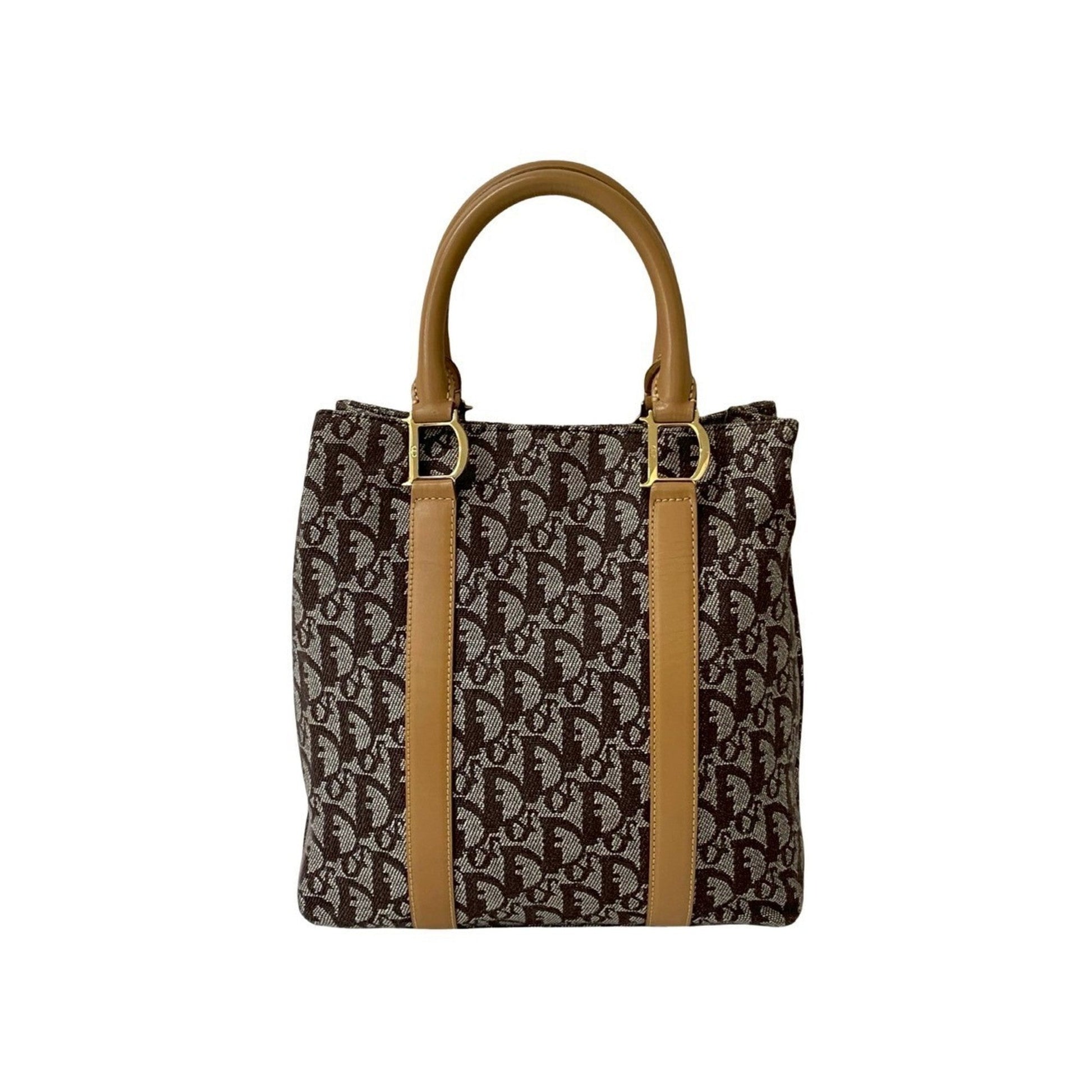 Dior Handbag Christian Leather Canvas Brown