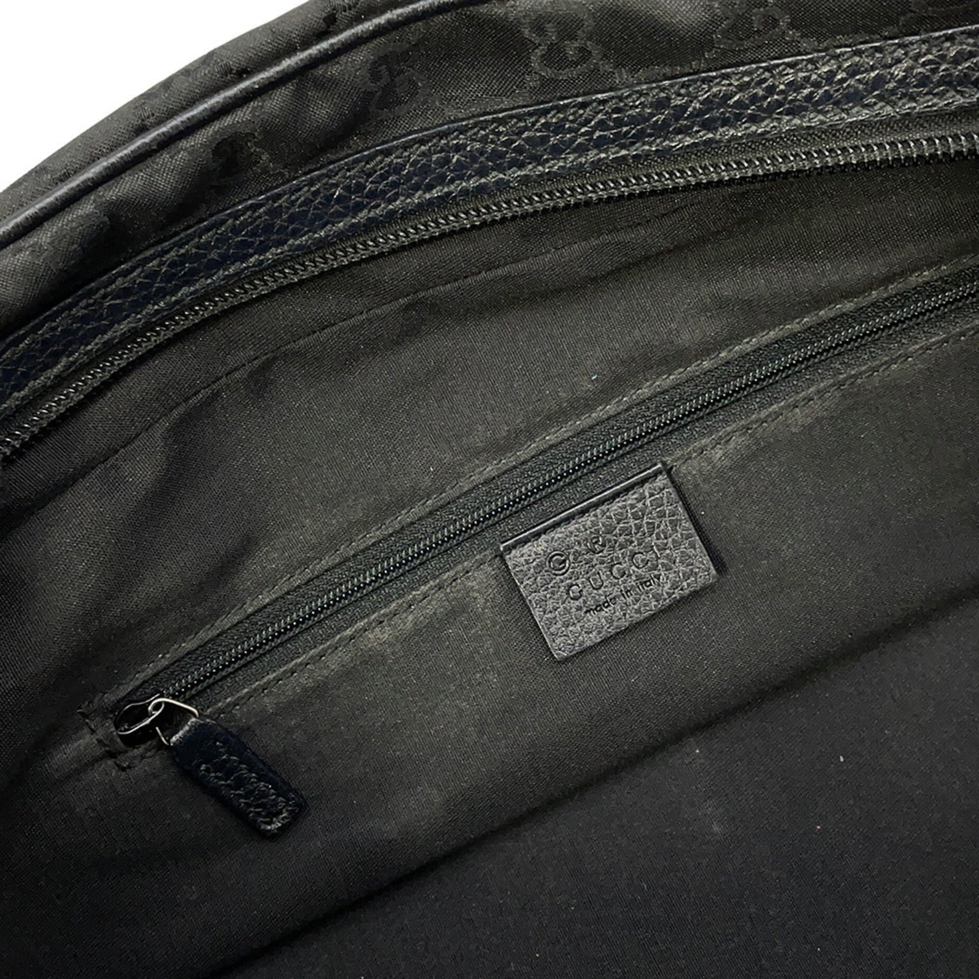 Gucci Sherry Line Black Nylon Leather Handbag