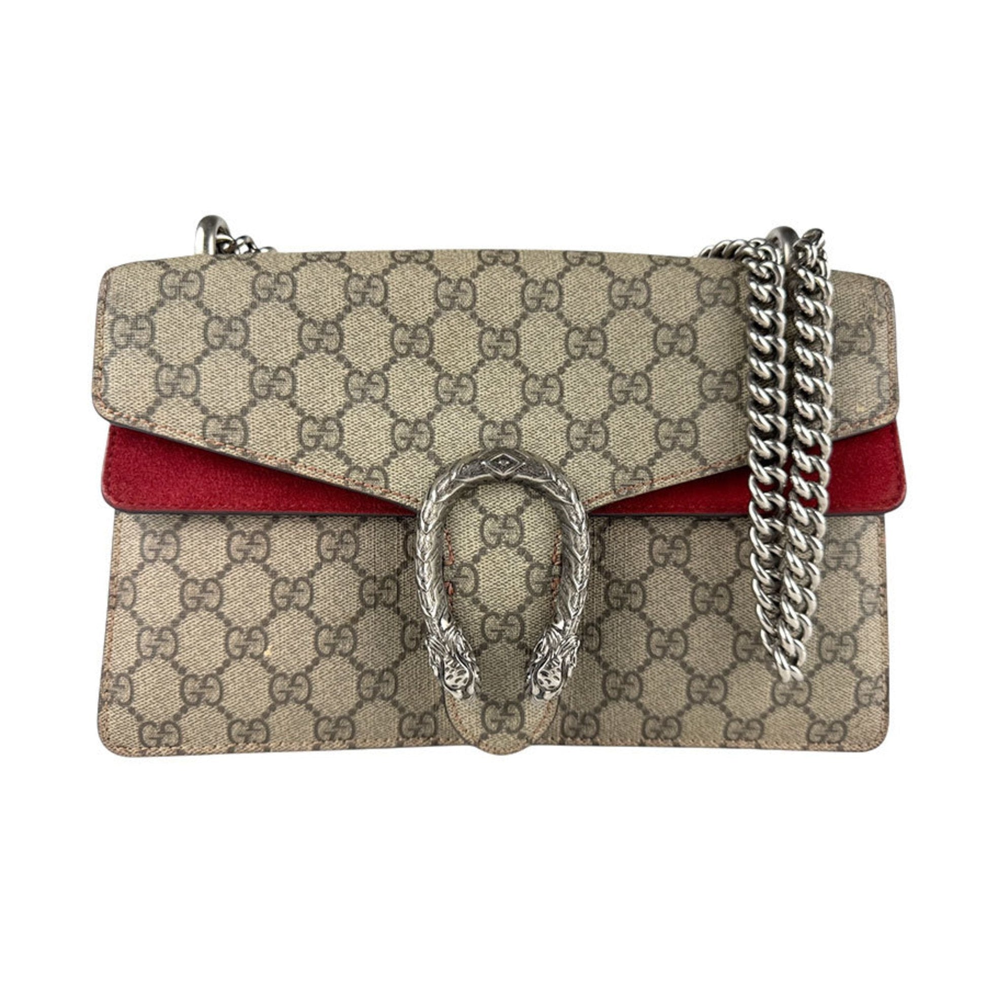 Gucci Brown Red Color Gg Supreme Shoulder Bag