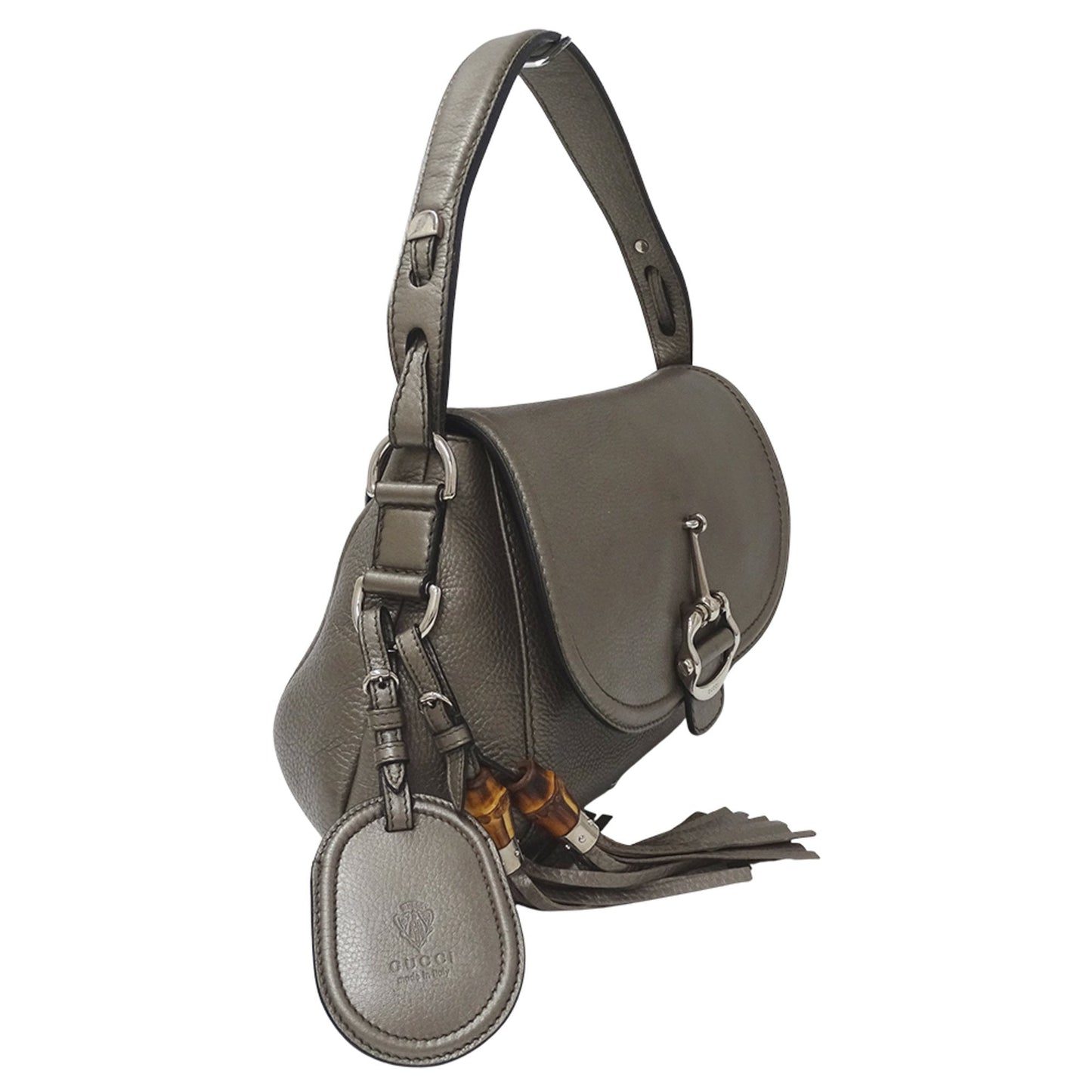 Gucci Bronze Metallic Gray Leather Shoulder Bag