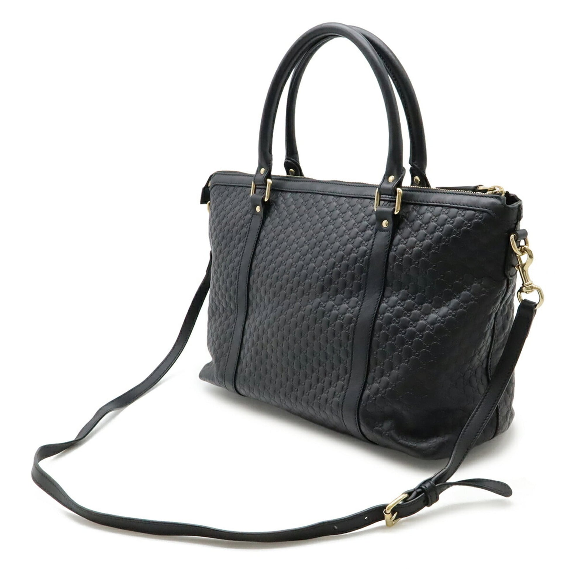 Gucci Black Micro Gg Leather Shoulder Bag Tote Bag