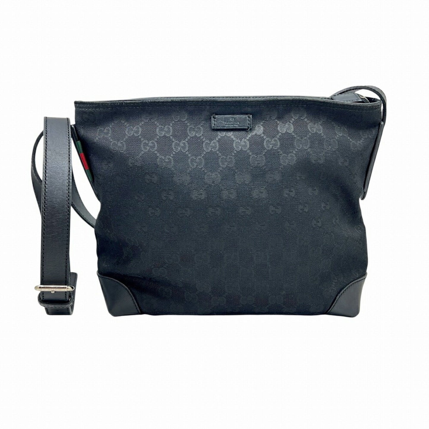 Gucci Black Gg Canvas Leather Shoulder Bag