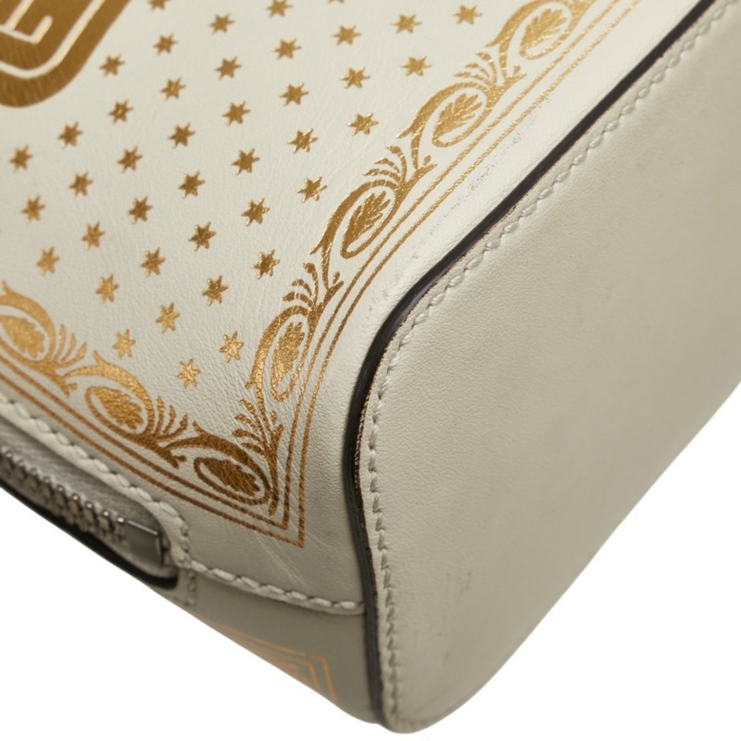 Gucci Gold White Leather Shoulder Bag