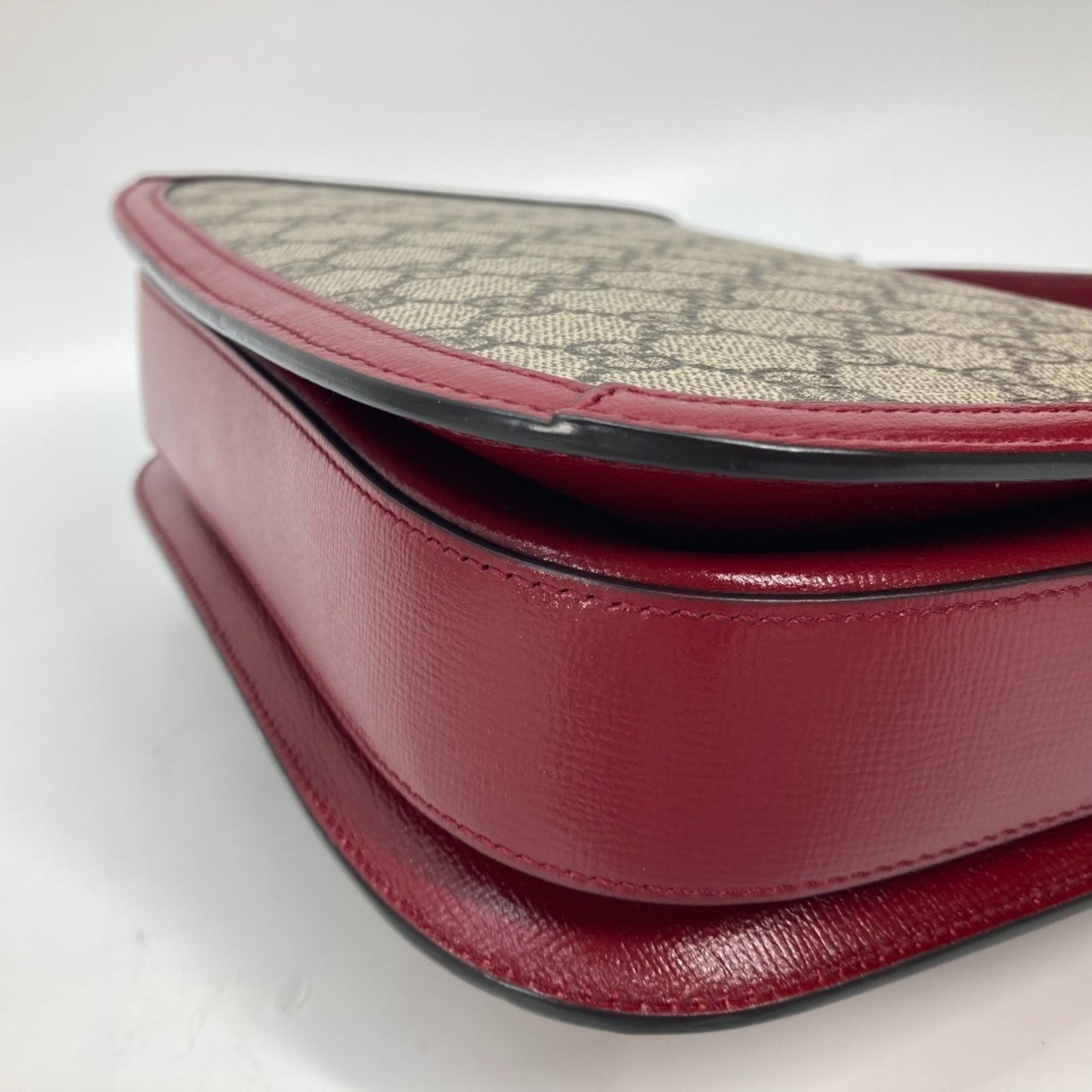 Gucci Beige Red Color Gg Supreme Leather Shoulder Bag