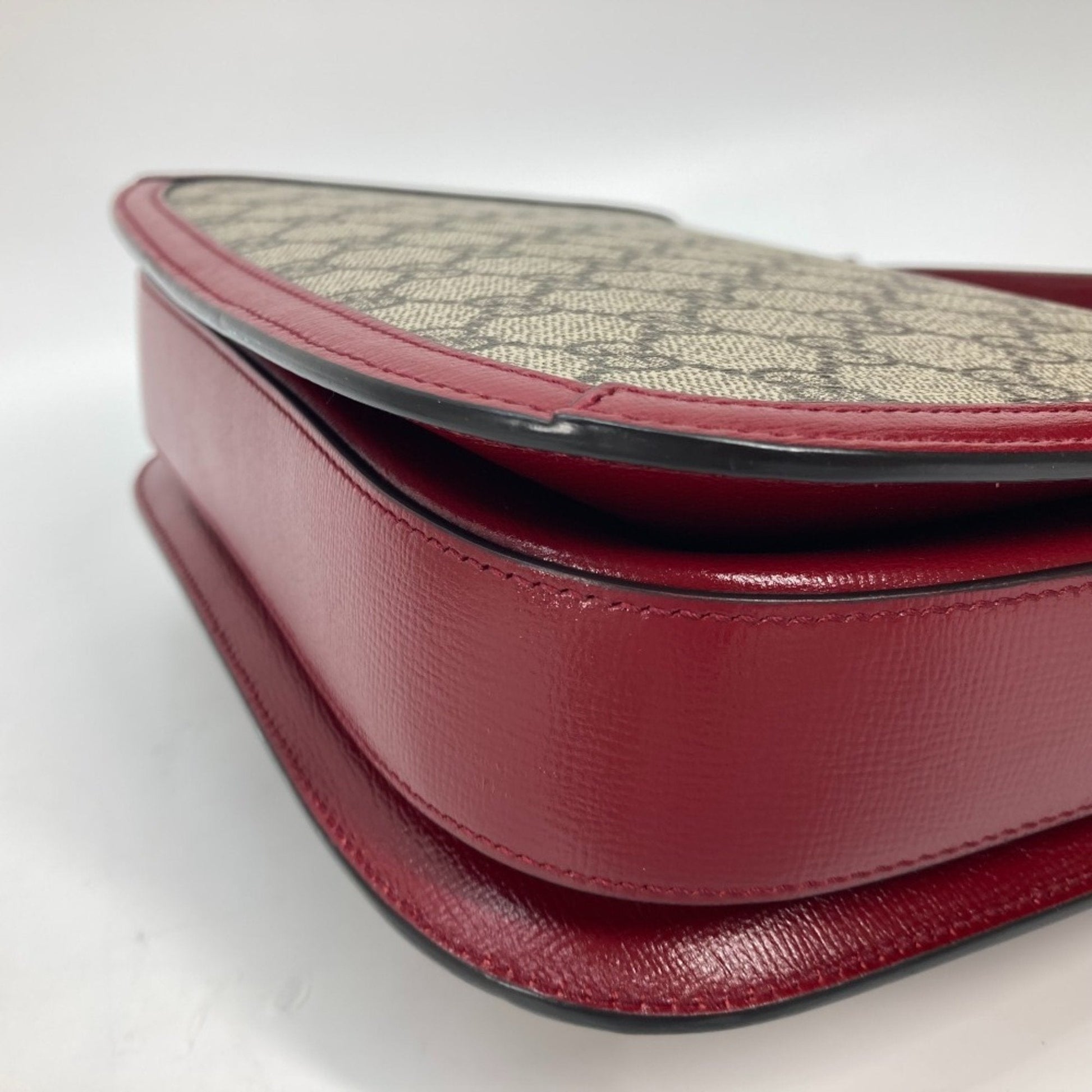 Gucci Beige Red Color Gg Supreme Leather Shoulder Bag