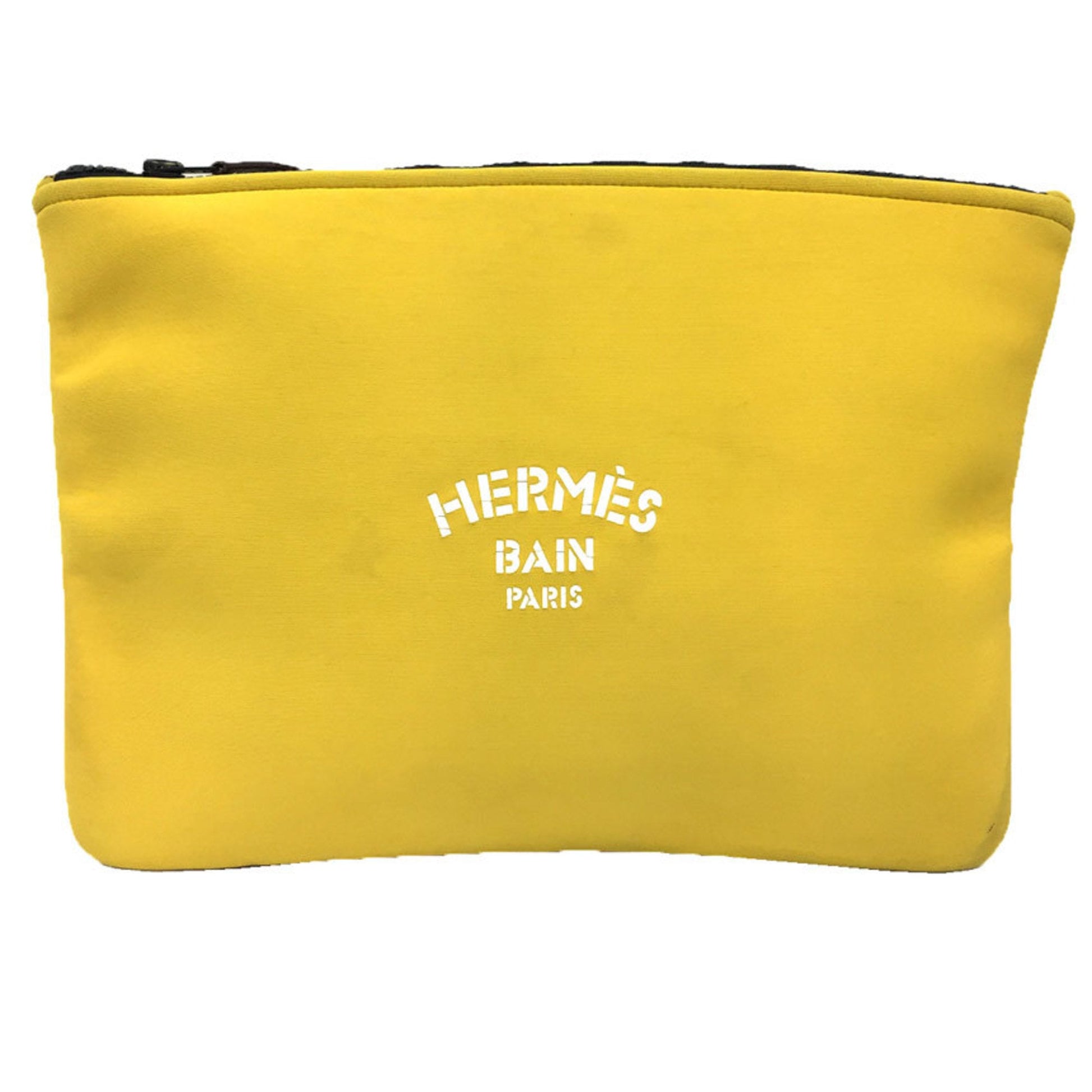 Hermes Polyamide Clutch Bag Pouch Yellow
