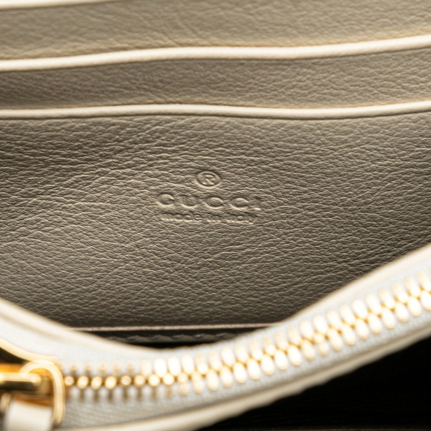 Gucci Gold Ivory Leather Shoulder Bag