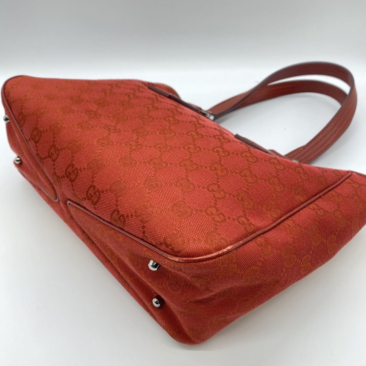Gucci Red Color Gg Canvas Handbag Tote Bag
