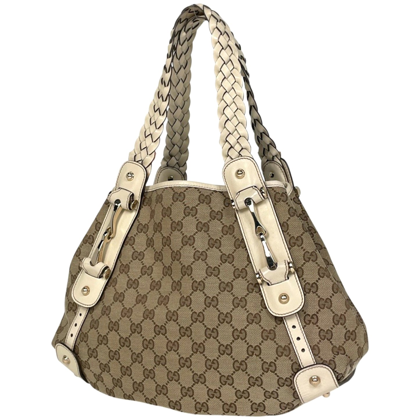 Gucci Horsebit Beige Gg Canvas Leather Handbag Shoulder Bag