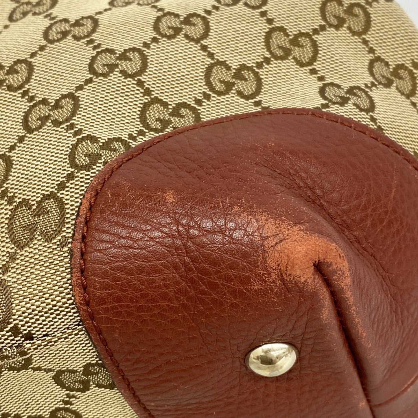 Gucci Beige Red Color Canvas Tote Bag