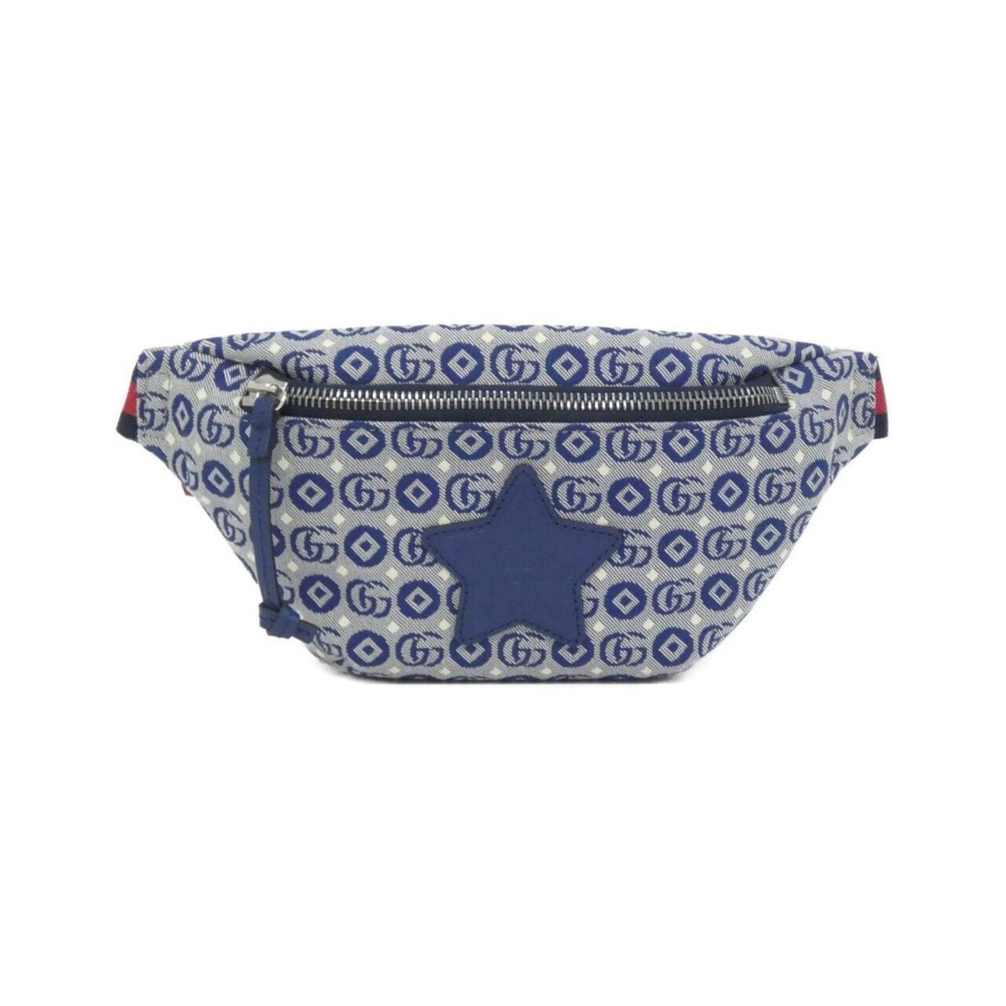 Gucci Blue White Jacquard Cotton Fanny Pack