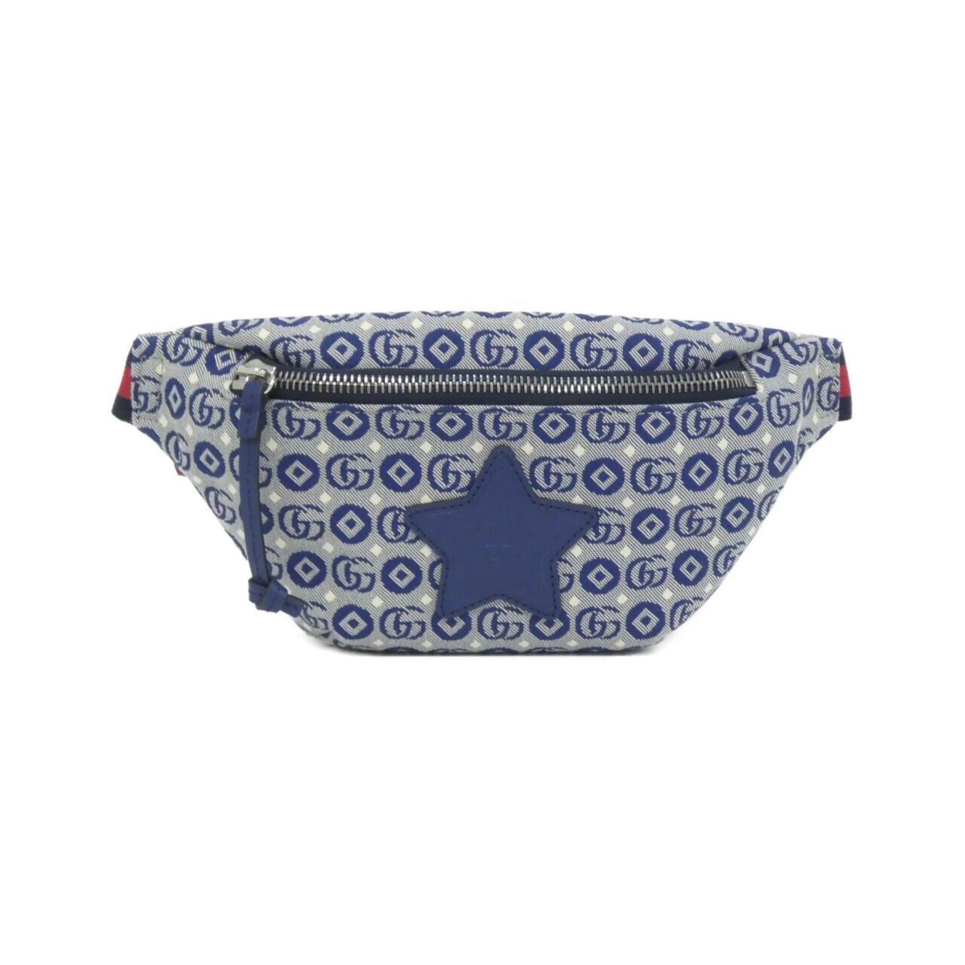 Gucci Blue White Jacquard Cotton Fanny Pack