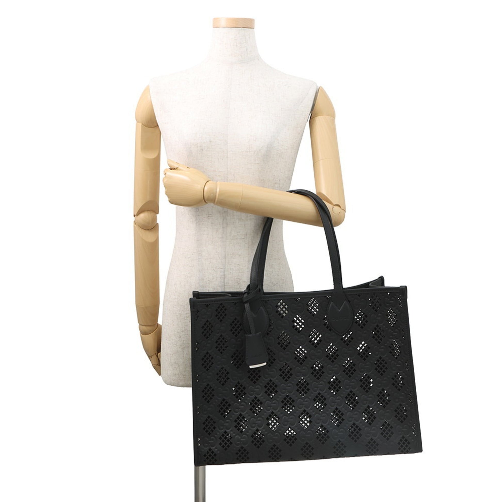 Gucci Black Gg Leather Tote Bag