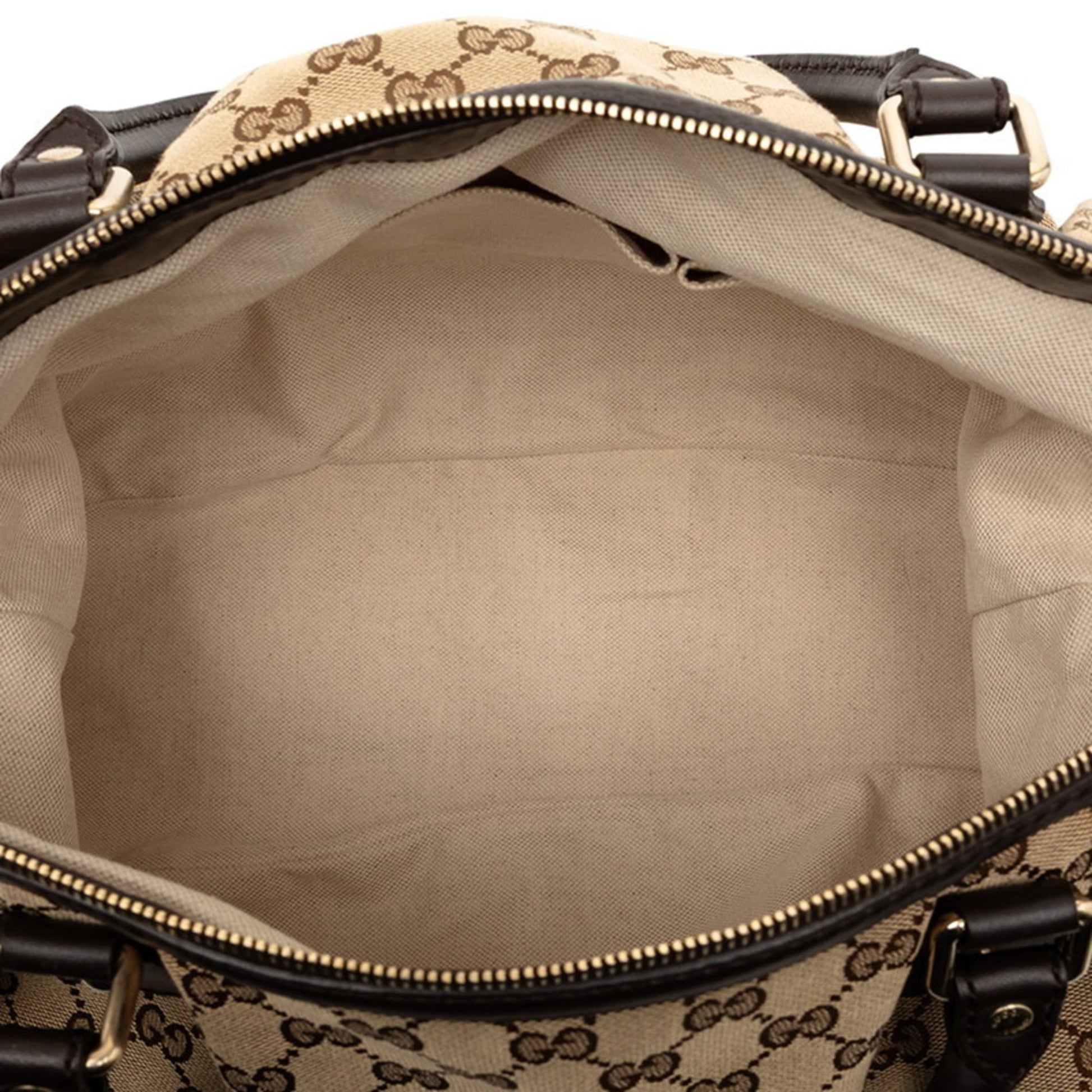 Gucci Beige Brown Canvas Leather Shoulder Bag Tote Bag