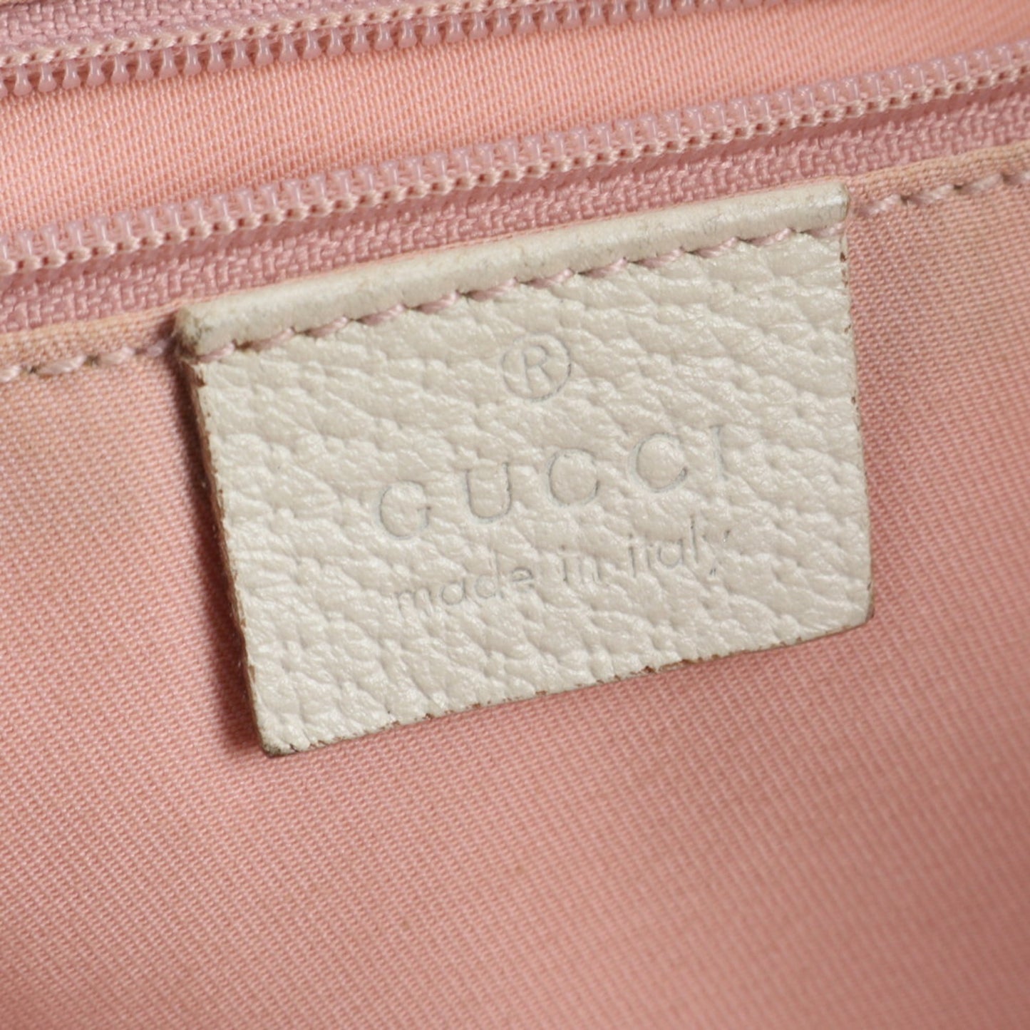 Gucci Pink Beige Leather Canvas Tote Bag