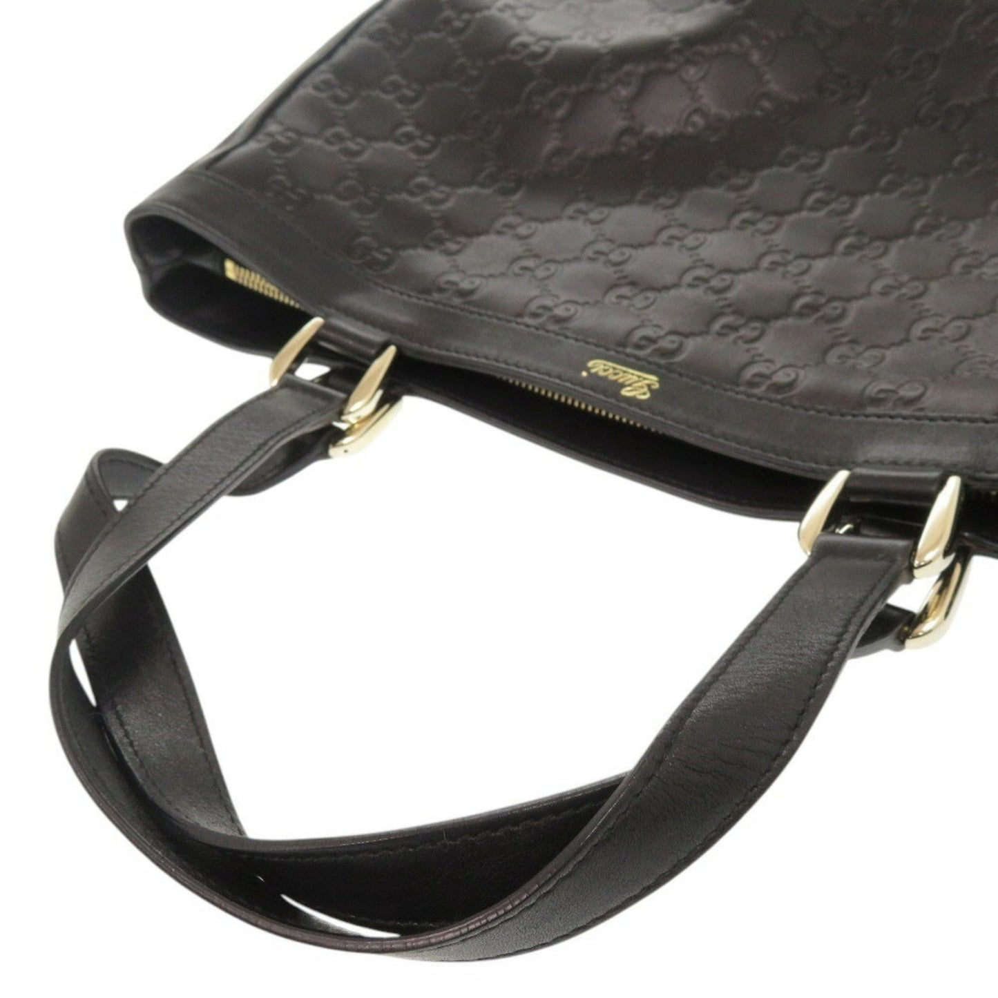 Gucci Black Leather Handbag Tote Bag