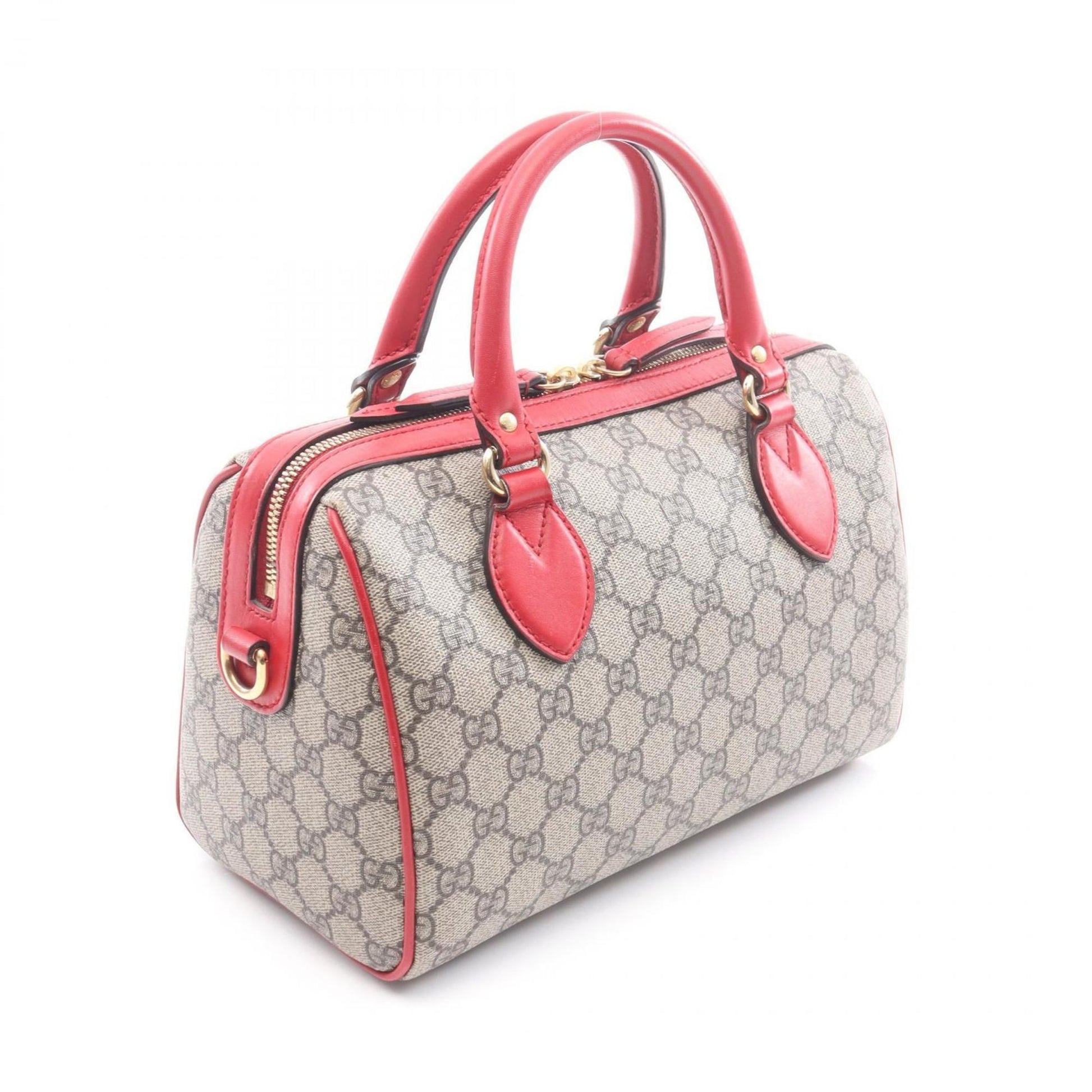 Gucci Beige Red Color Gg Supreme Leather Handbag