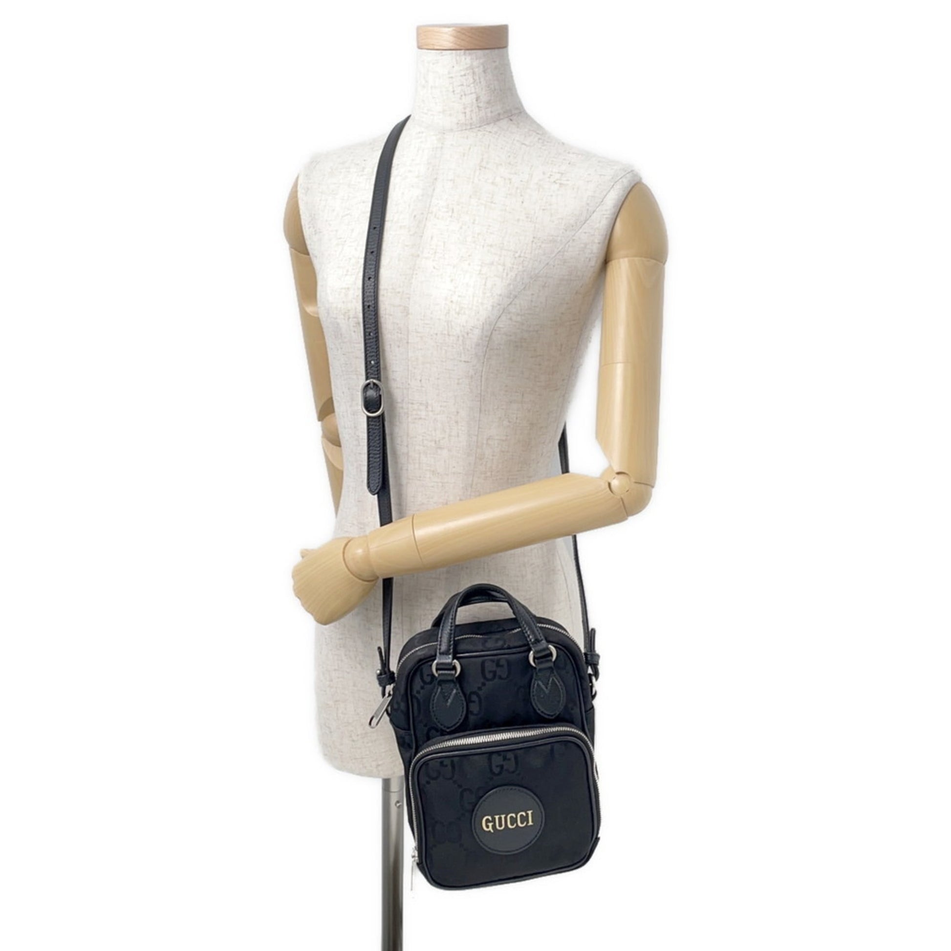 Gucci Black Nylon Leather Handbag Shoulder Bag