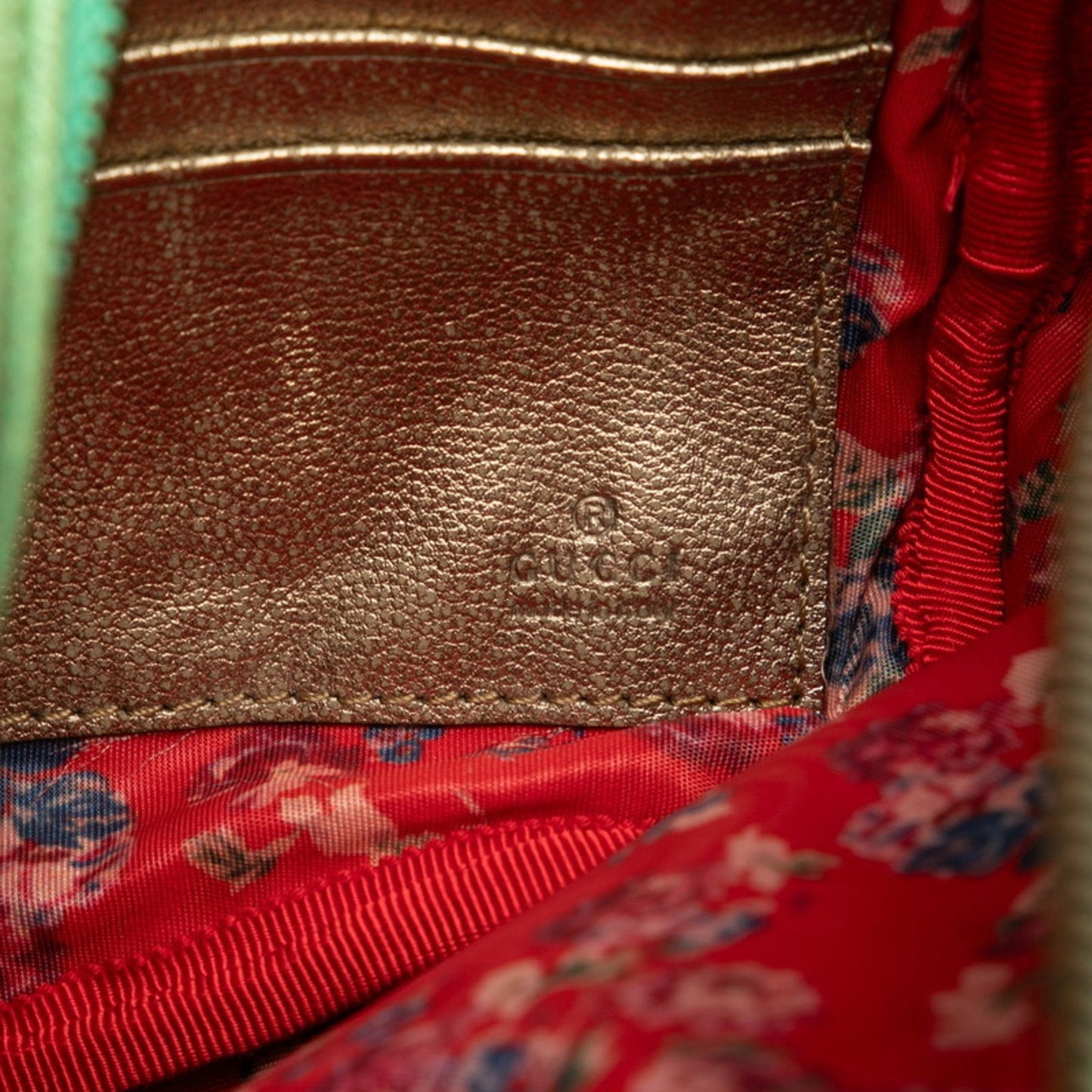 Gucci Gold Green Red Color Leather Clutch Bag