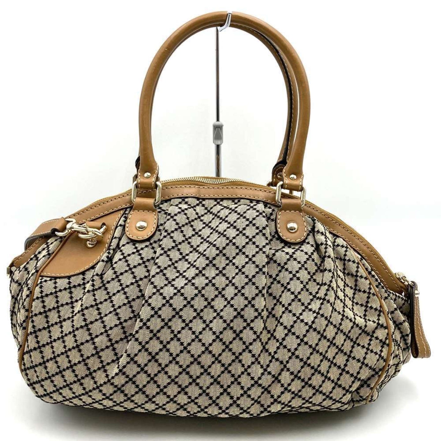 Gucci Brown Canvas Leather Handbag