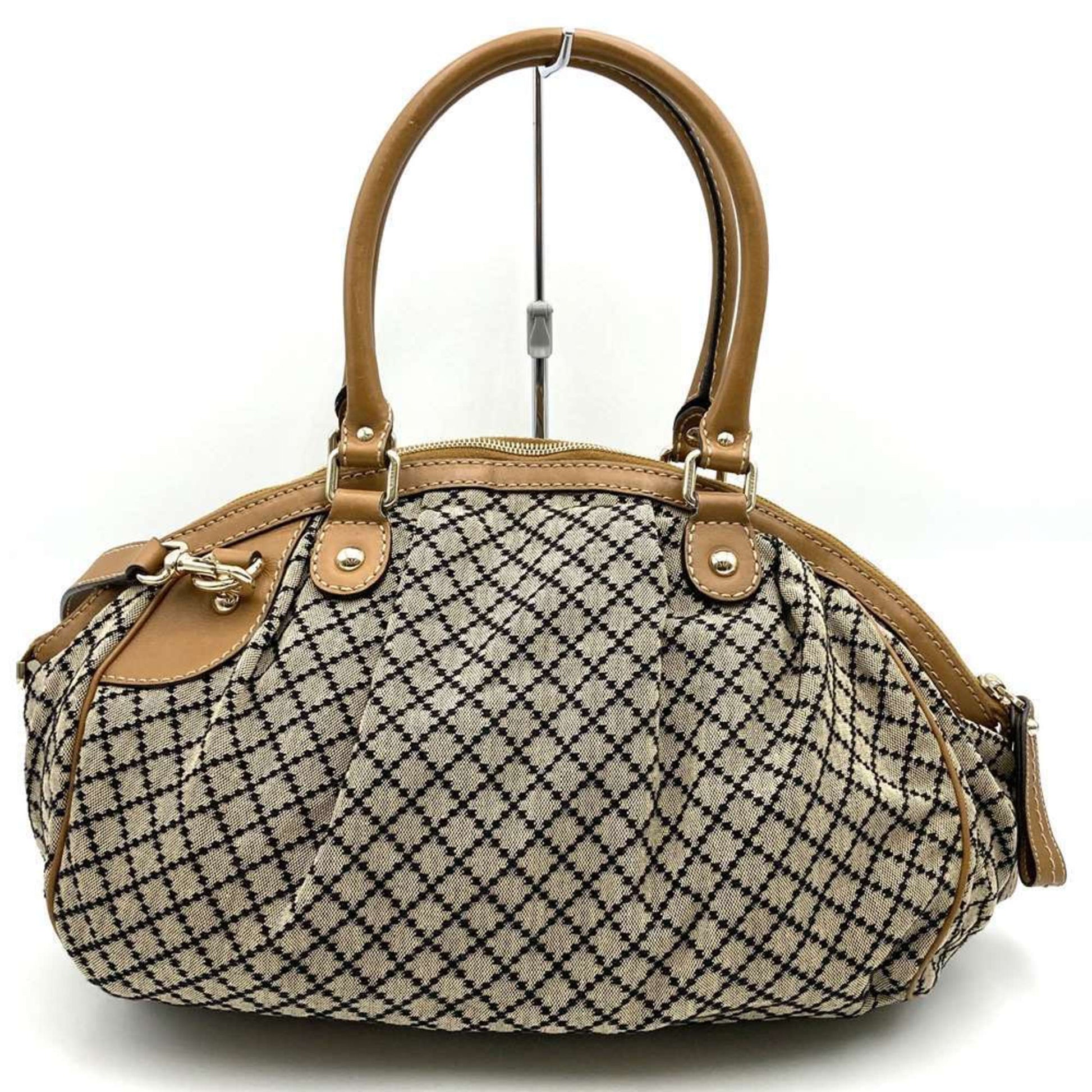 Gucci Brown Canvas Leather Handbag