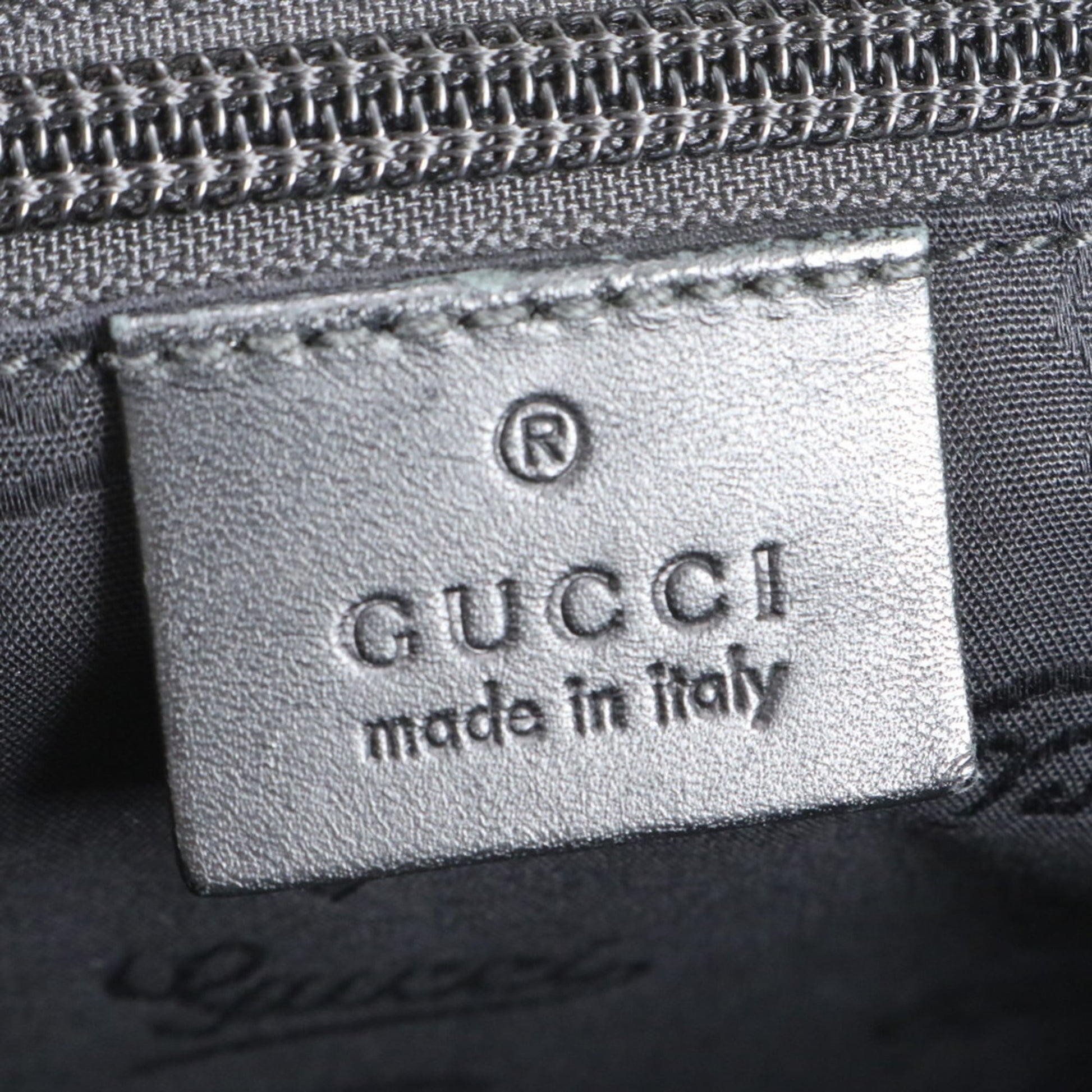 Gucci Black Leather Coated Canvas Shoulder Bag