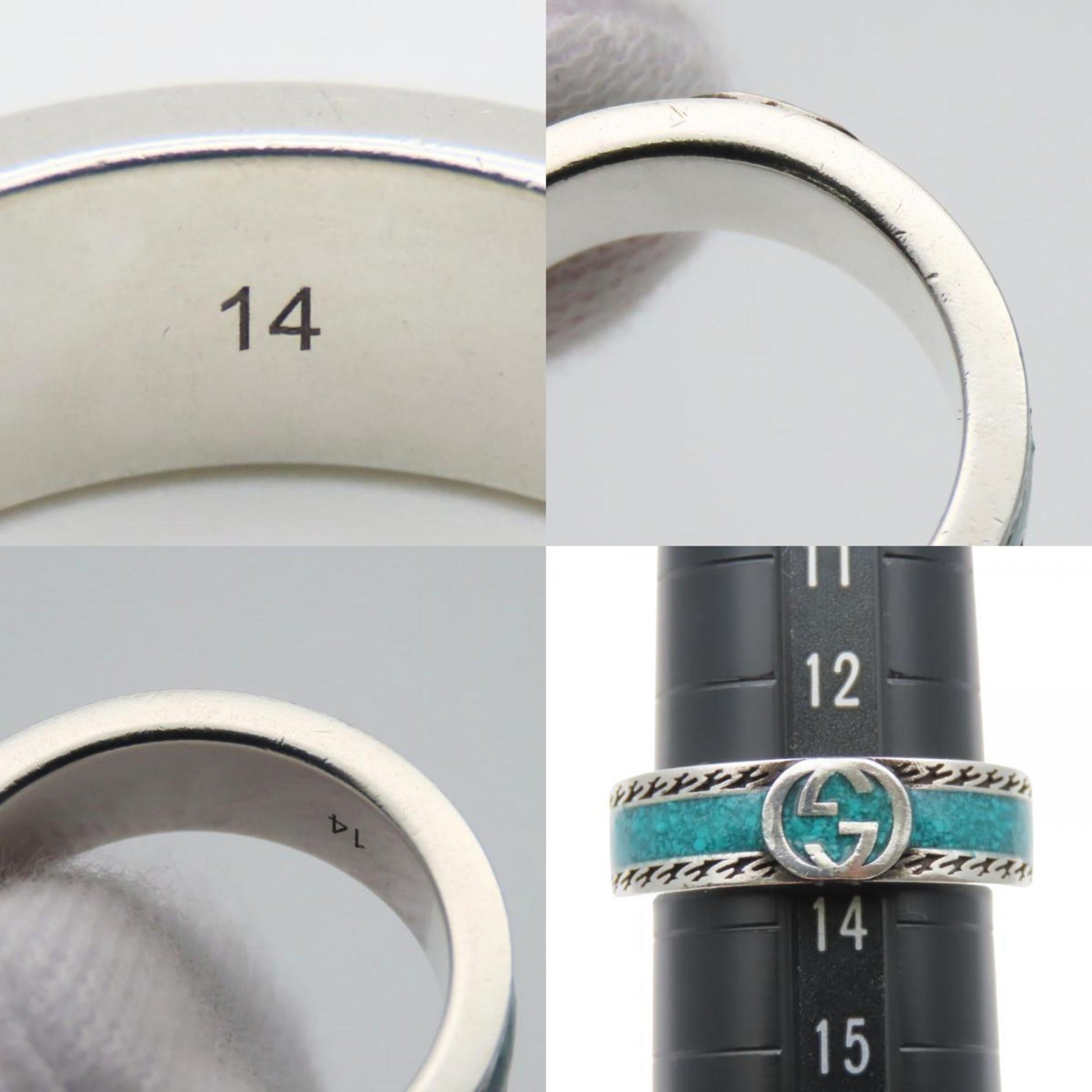 Gucci Silver Turquoise Enamel Silver 925 Band Ring