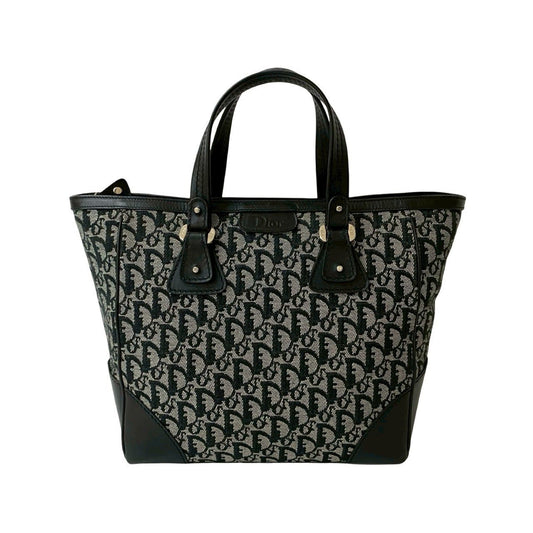Dior Handbag Christian Tote Bag 3 Leather Canvas Black