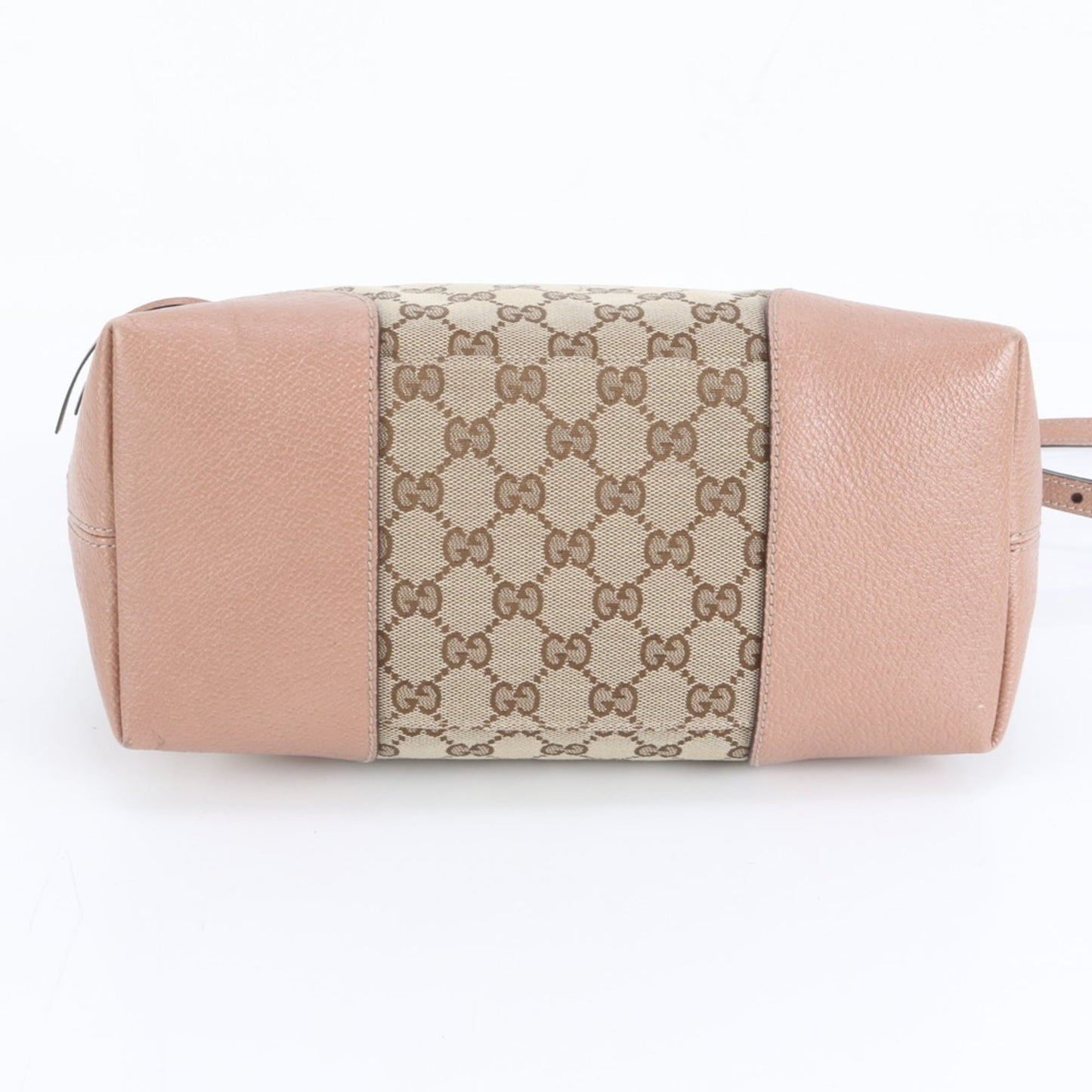 Gucci Pink Beige Leather Canvas Tote Bag