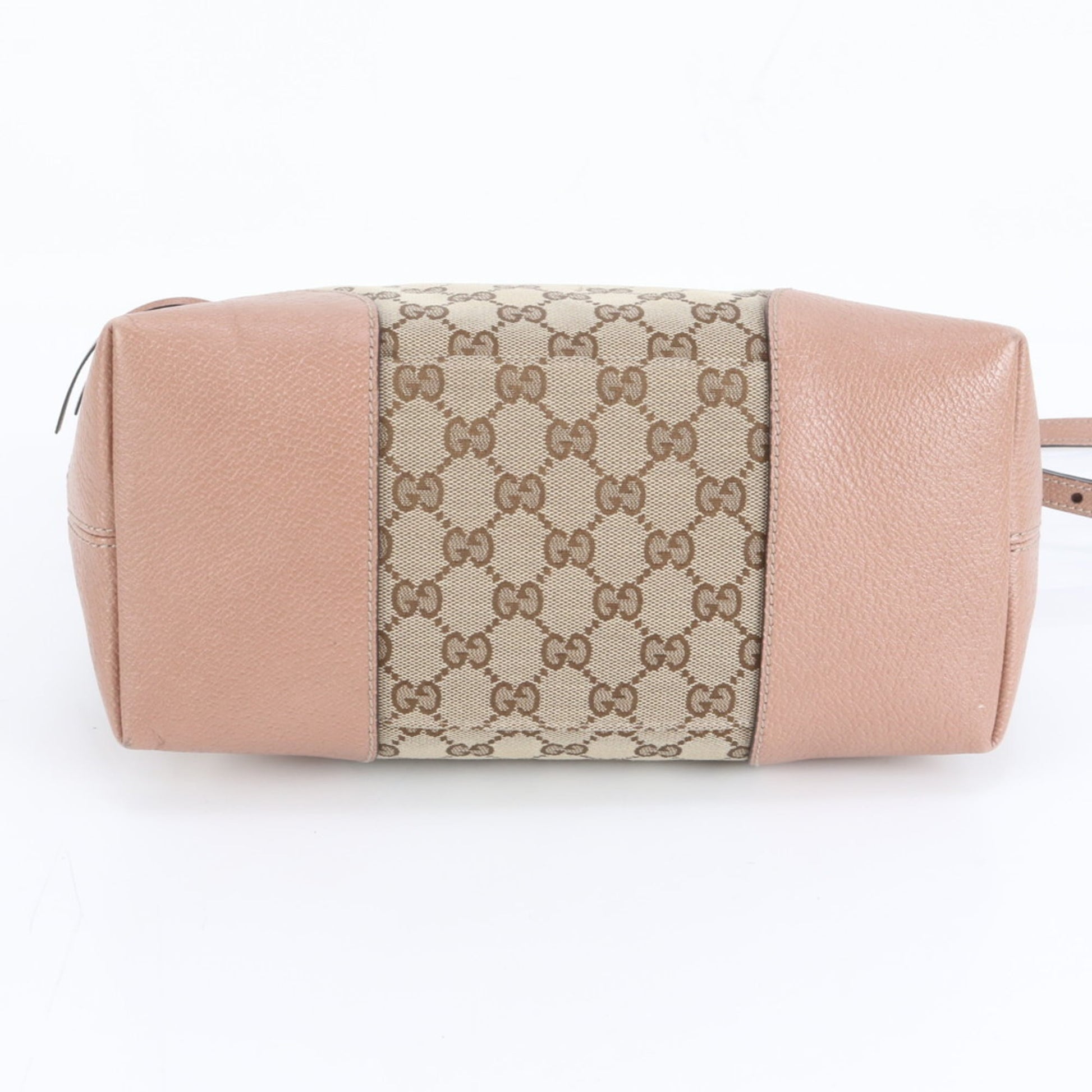 Gucci Pink Beige Leather Canvas Tote Bag