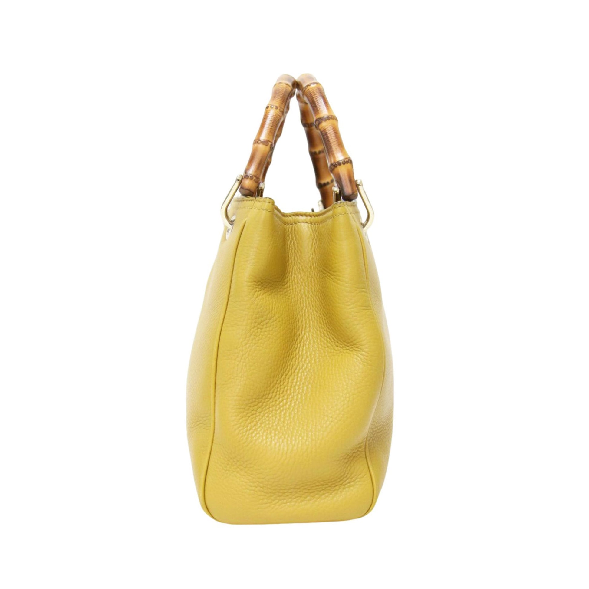 Gucci Mustard Leather Canvas Handbag Shoulder Bag