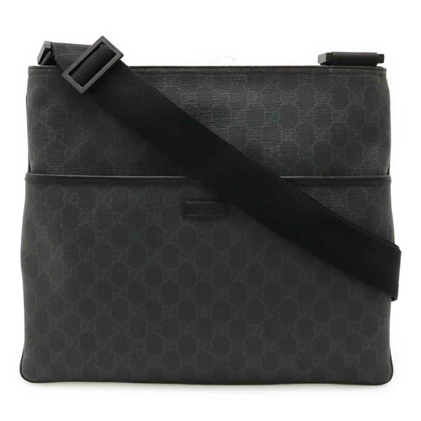 Gucci Black Gray Gg Supreme Leather Shoulder Bag