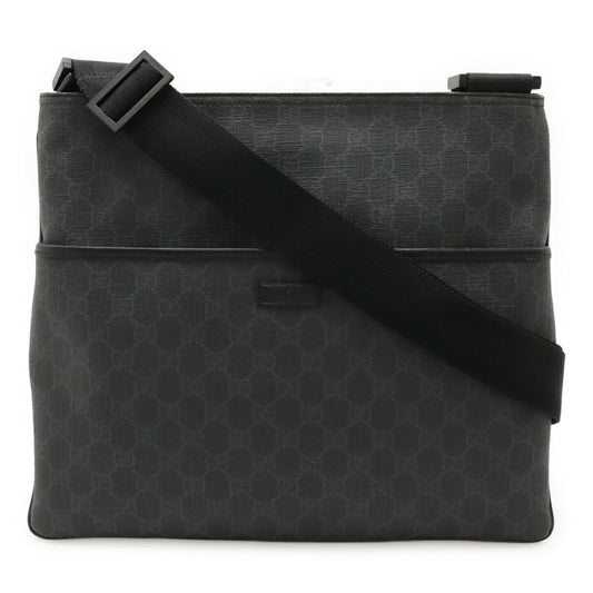 Gucci Black Gray Gg Supreme Leather Shoulder Bag