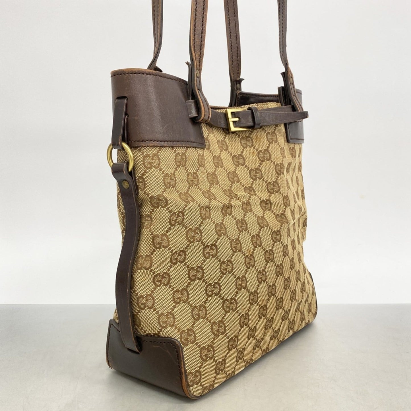 Gucci Beige Brown Canvas Handbag