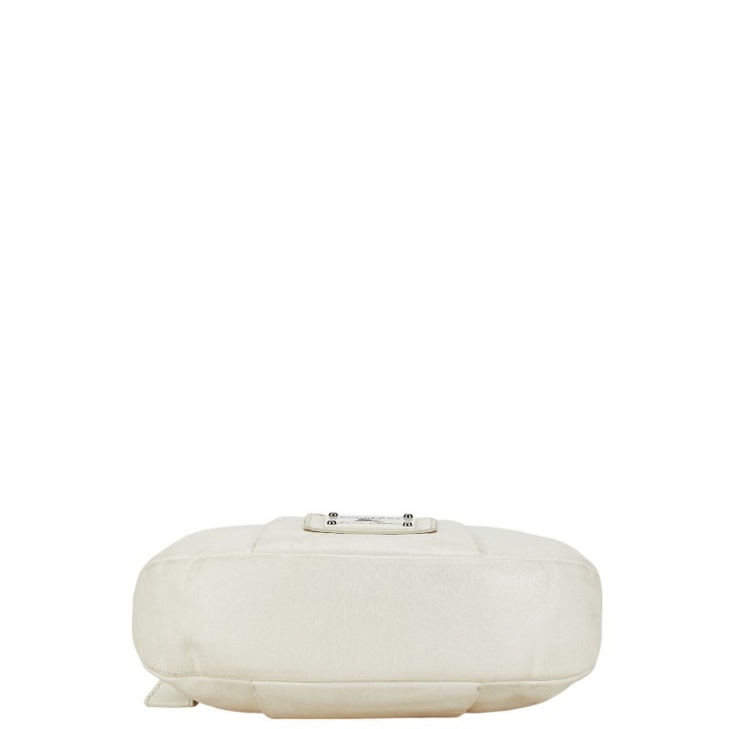 Burberry Label Shoulder Bag Leather White Blue
