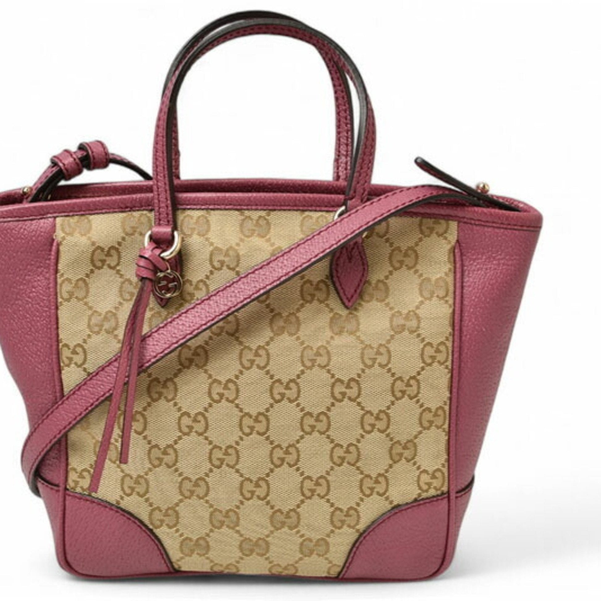 Gucci Beige Pink Gg Canvas Leather Handbag Shoulder Bag