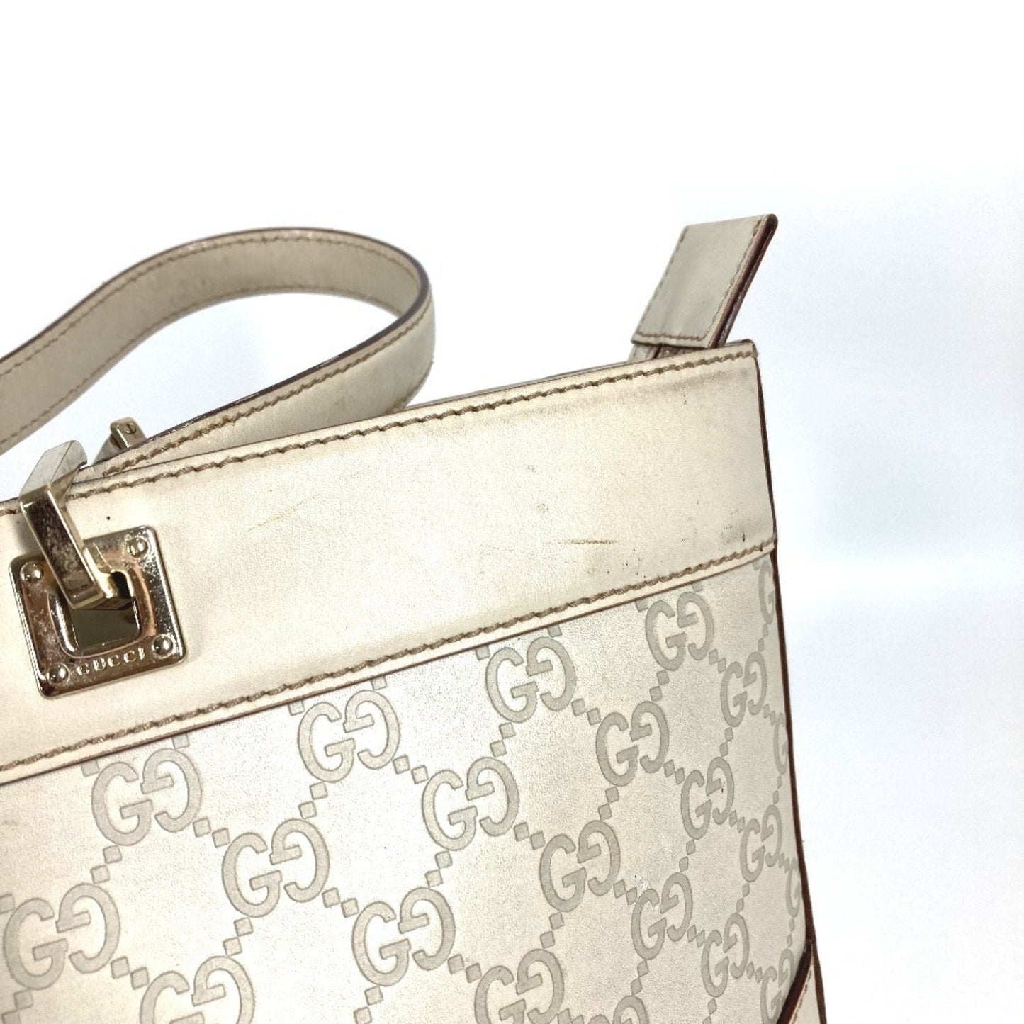 Gucci Off-White Leather Shoulder Bag Tote Bag