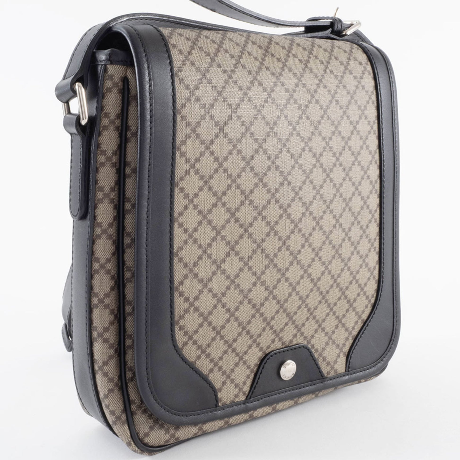 Gucci Beige Black Pvc Leather Shoulder Bag